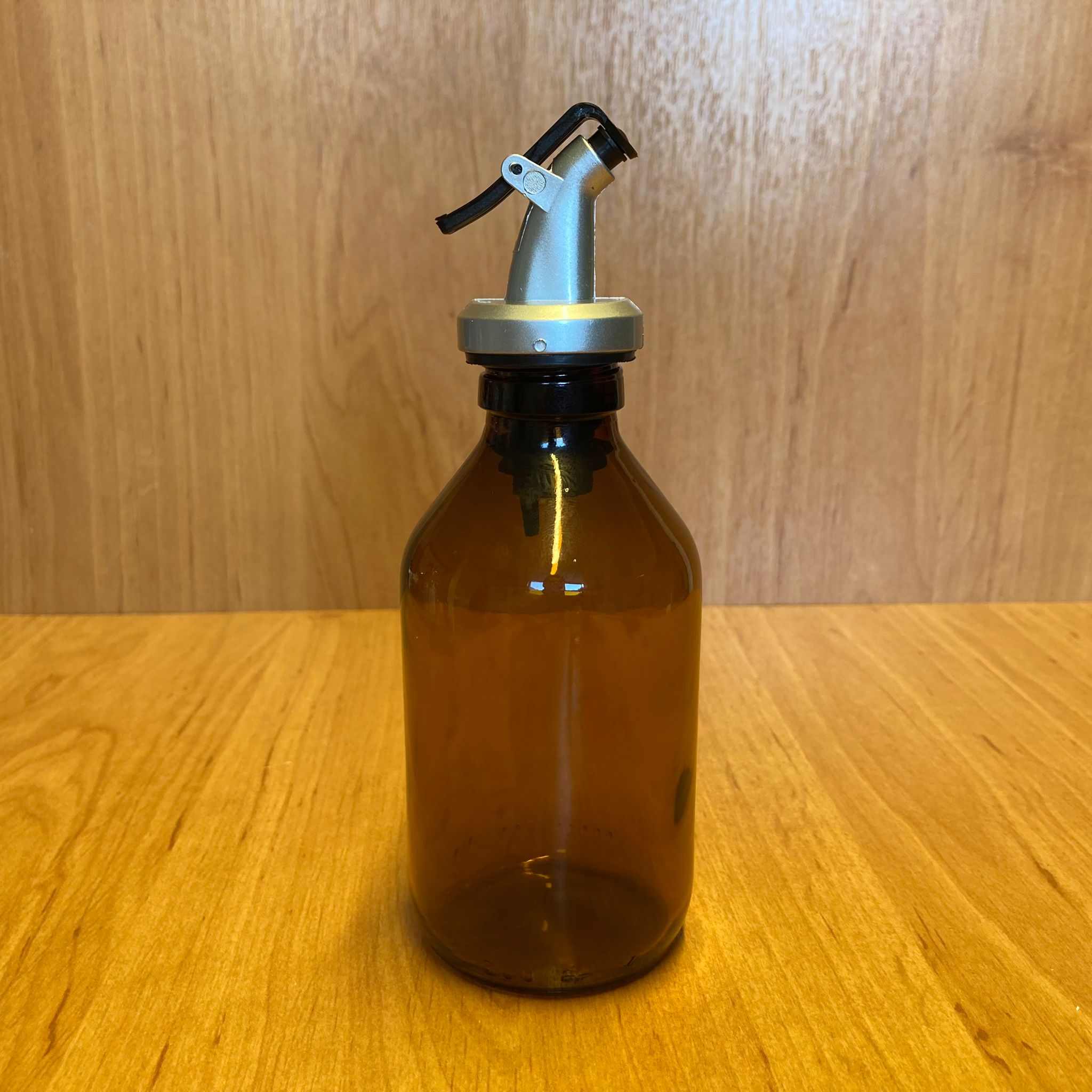 200 Cc Amber Yağdanlık Şişesi - 200 Ml Cam Yağlık Sirkelik Şişe - Gri Akıtıcılı Damlatmaz Yağlık/ Sirkelik
