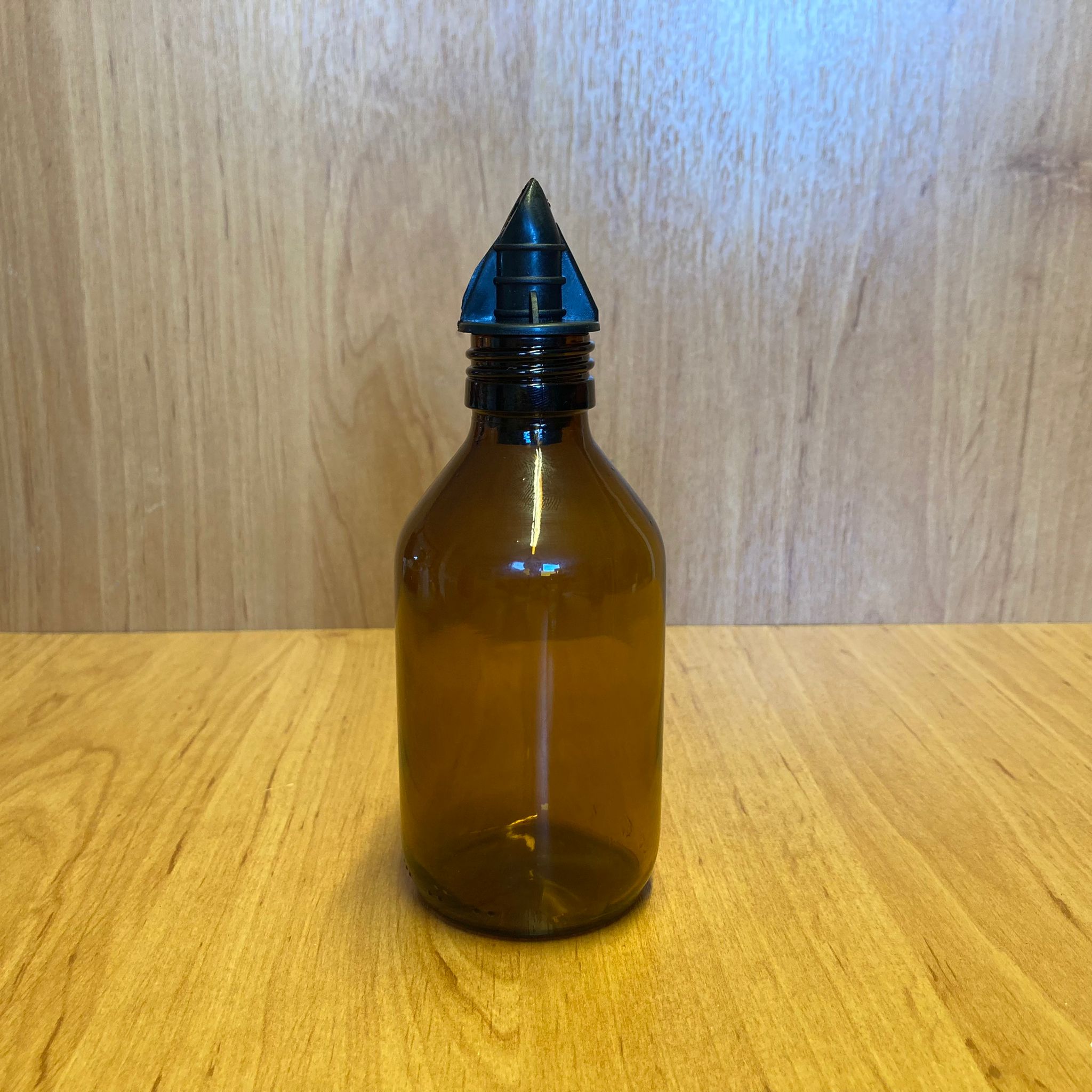 200 Cc Amber Yağdanlık Şişesi - 200 Ml Cam Yağlık Sirkelik Şişe - Siyah Akıtıcılı