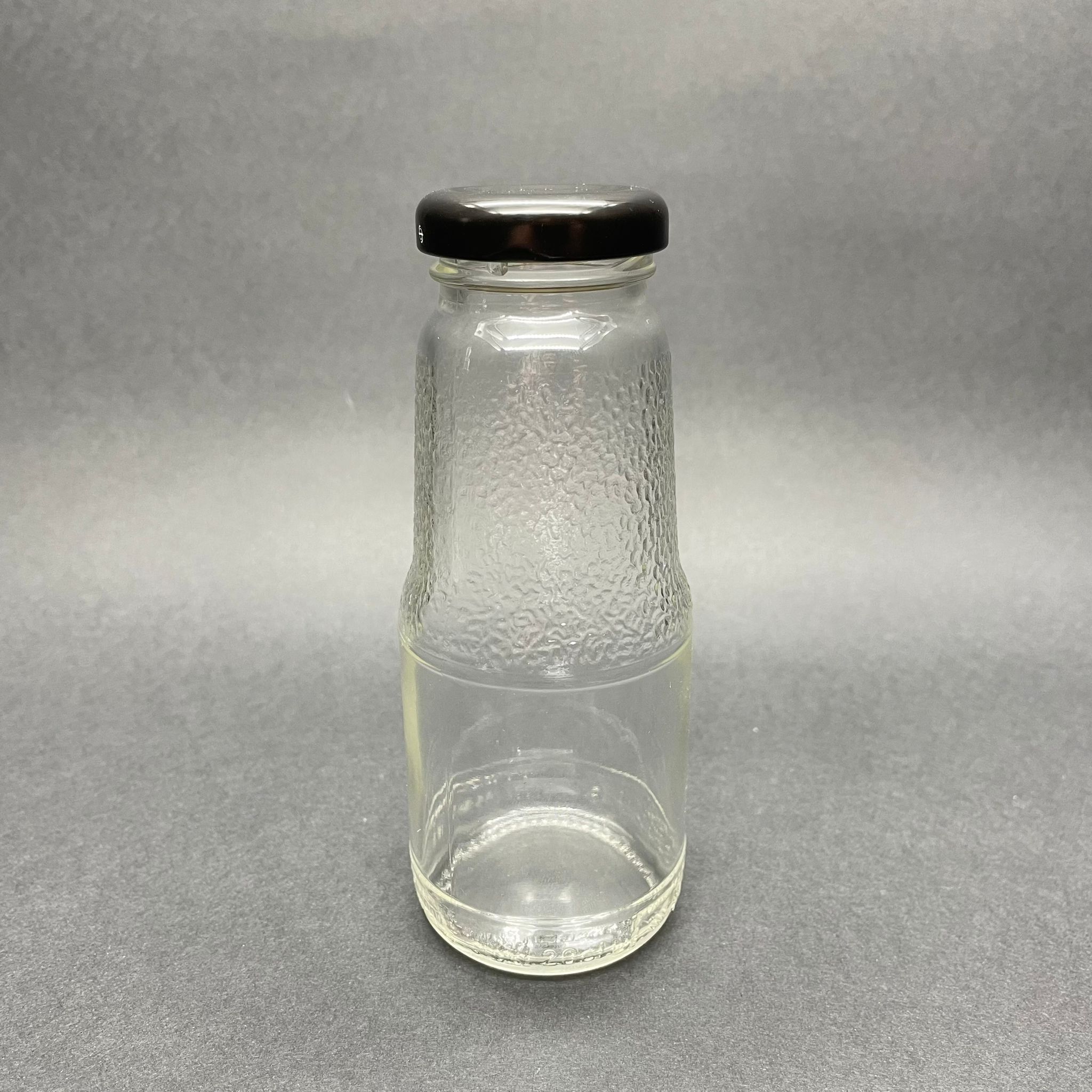 200 Cc Cam Meyve Suyu Şişesi -  Siyah Metal Kapaklı - Konserveye Uygun - 200 Ml Meyve Suyu Şişesi