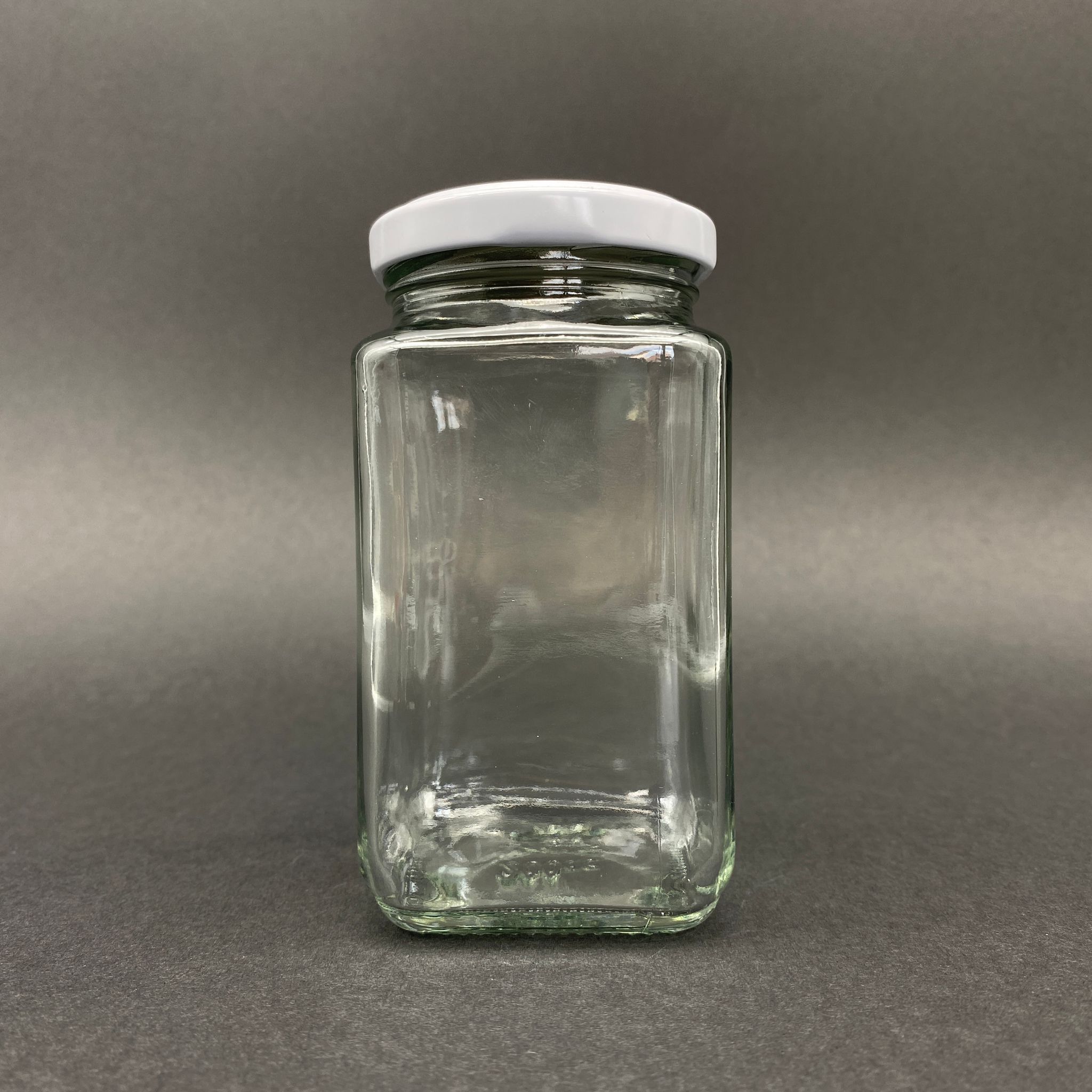 200 Cc Kare Kavanoz - Beyaz Metal Kapaklı - 200 Ml Köşeli Tip Cam Kavanoz