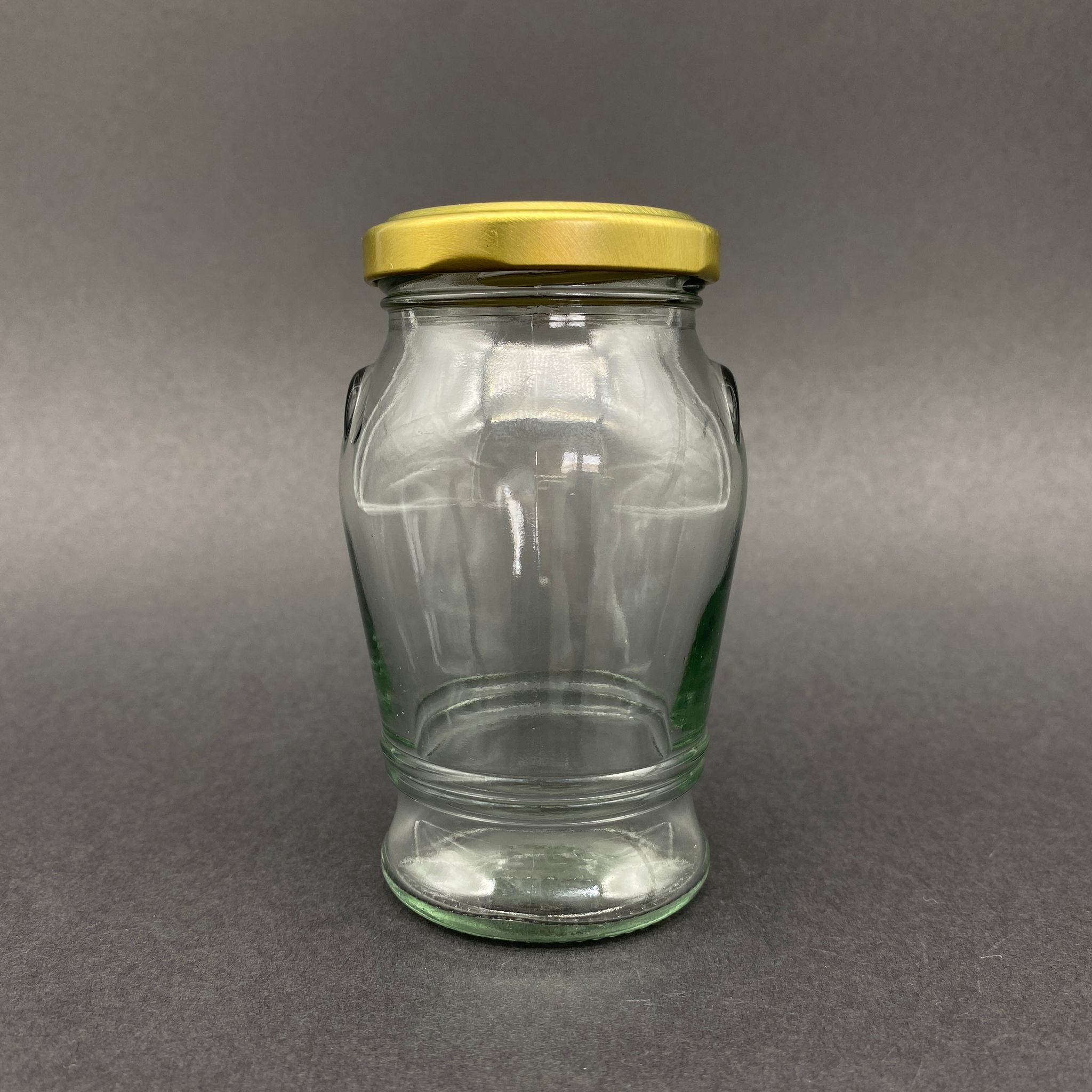 200 Cc Kulplu Kavanoz - Gold Metal Kapaklı - 200 Ml Cam Kavanoz