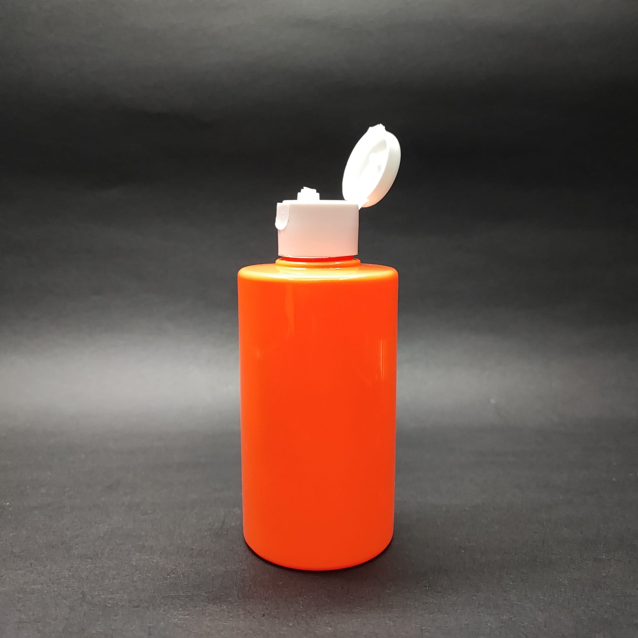200 Cc Küt Boyunlu Silindir Pet Şişe (24 Gr) - Beyaz Fliptop Kapaklı - 200 Ml Plastik Şişe - Turuncu