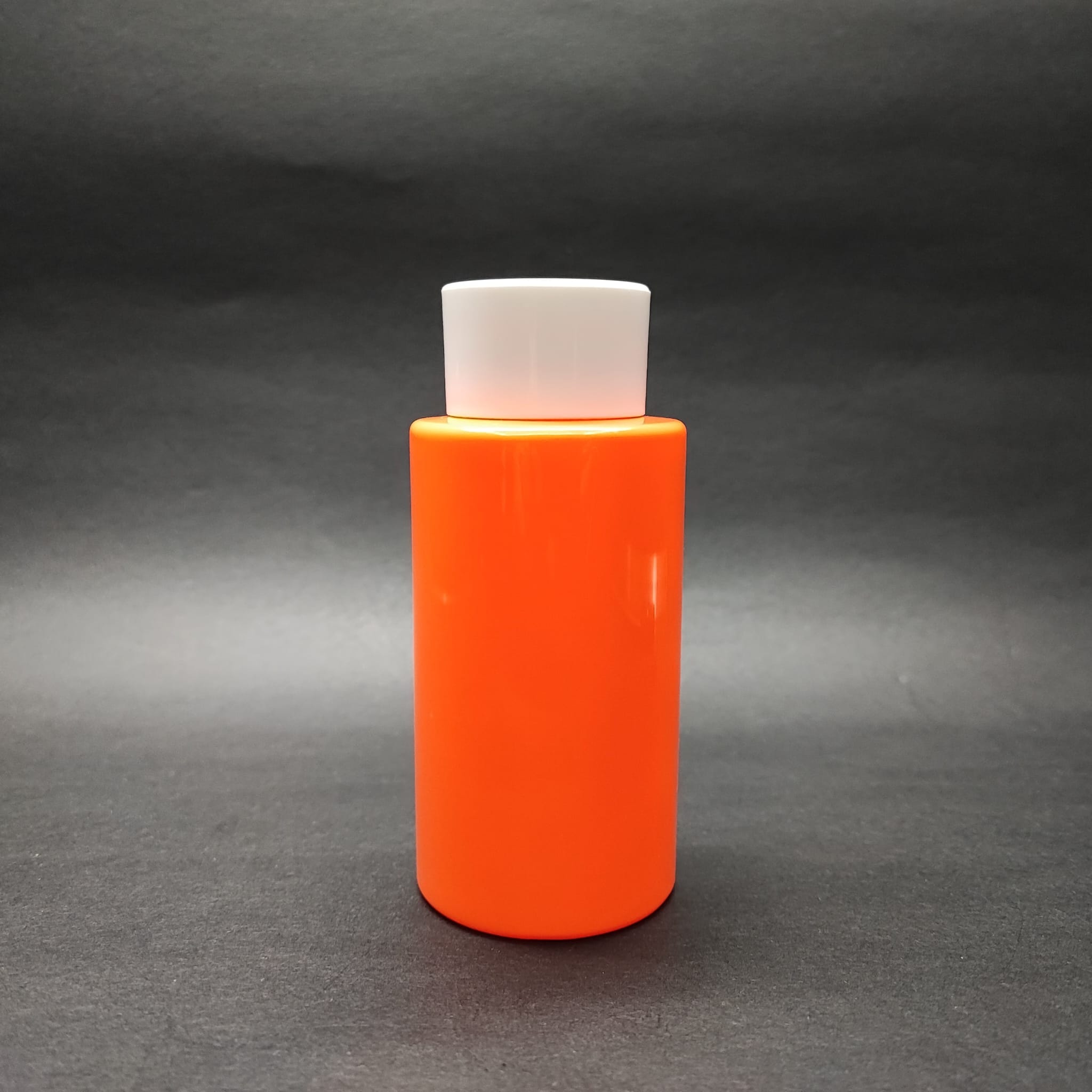 200 Cc Küt Boyunlu Silindir Pet Şişe (24 Gr) - Beyaz Kolonya Losyon Kapak + Tıpa - 200 Ml Plastik Şişe - Turuncu