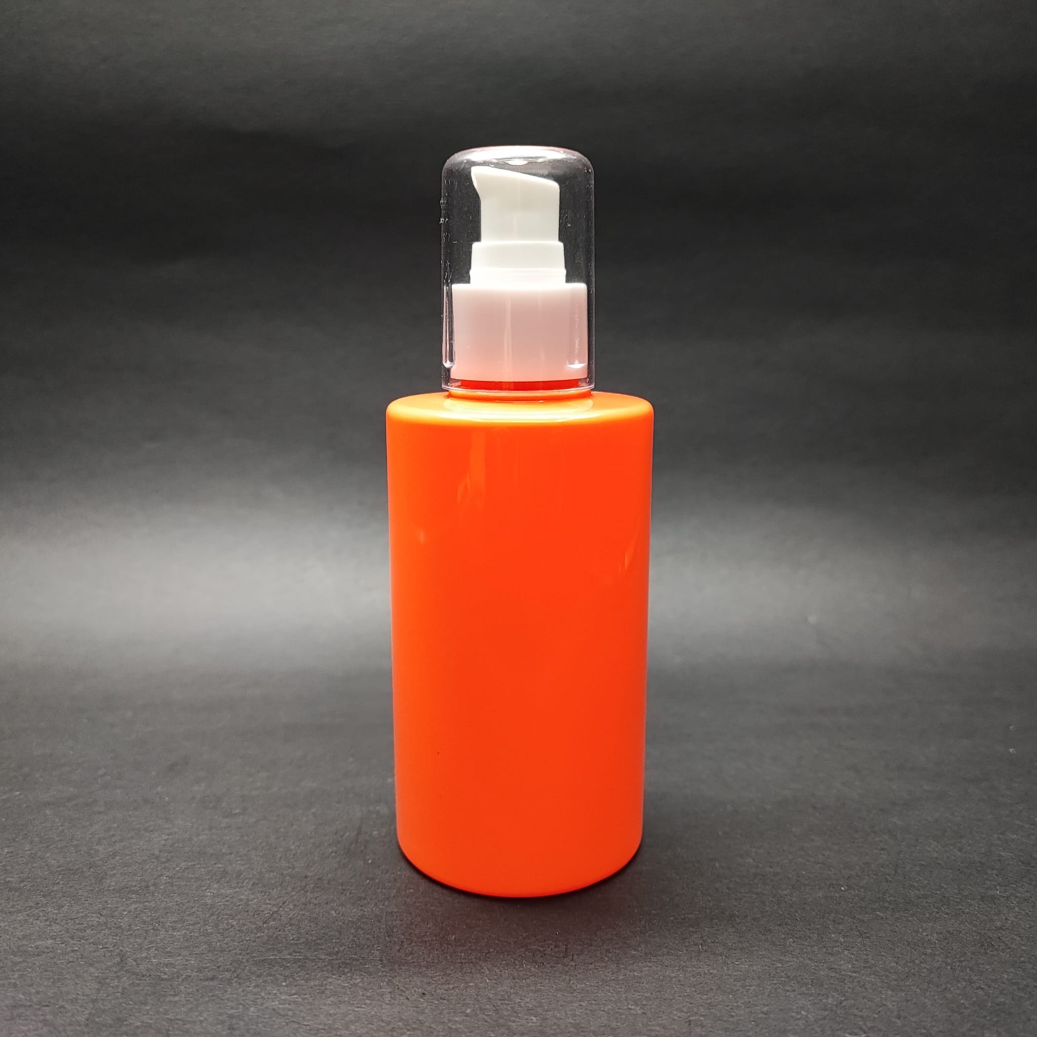 200 Cc Küt Boyunlu Silindir Pet Şişe (24 Gr) - Beyaz Losyon Pompalı - 200 Ml Plastik Şişe - Turuncu