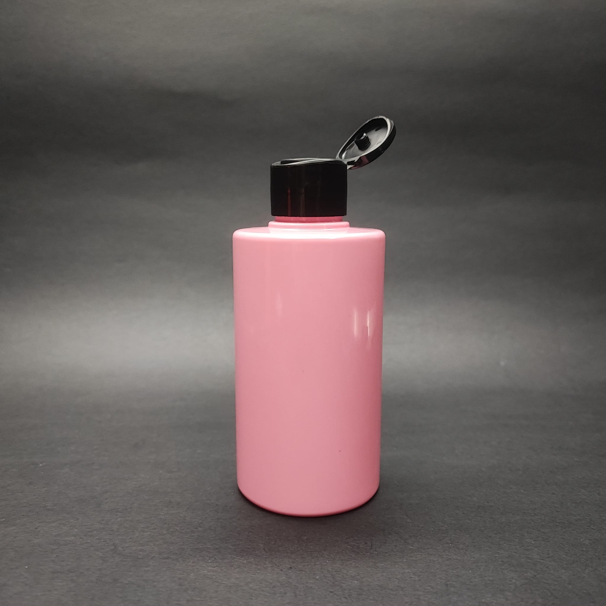200 Cc Küt Boyunlu Silindir Pet Şişe (24 Gr) - Siyah Farmasi Model Fliptop Kapaklı - 200 Ml Plastik Şişe - Pembe