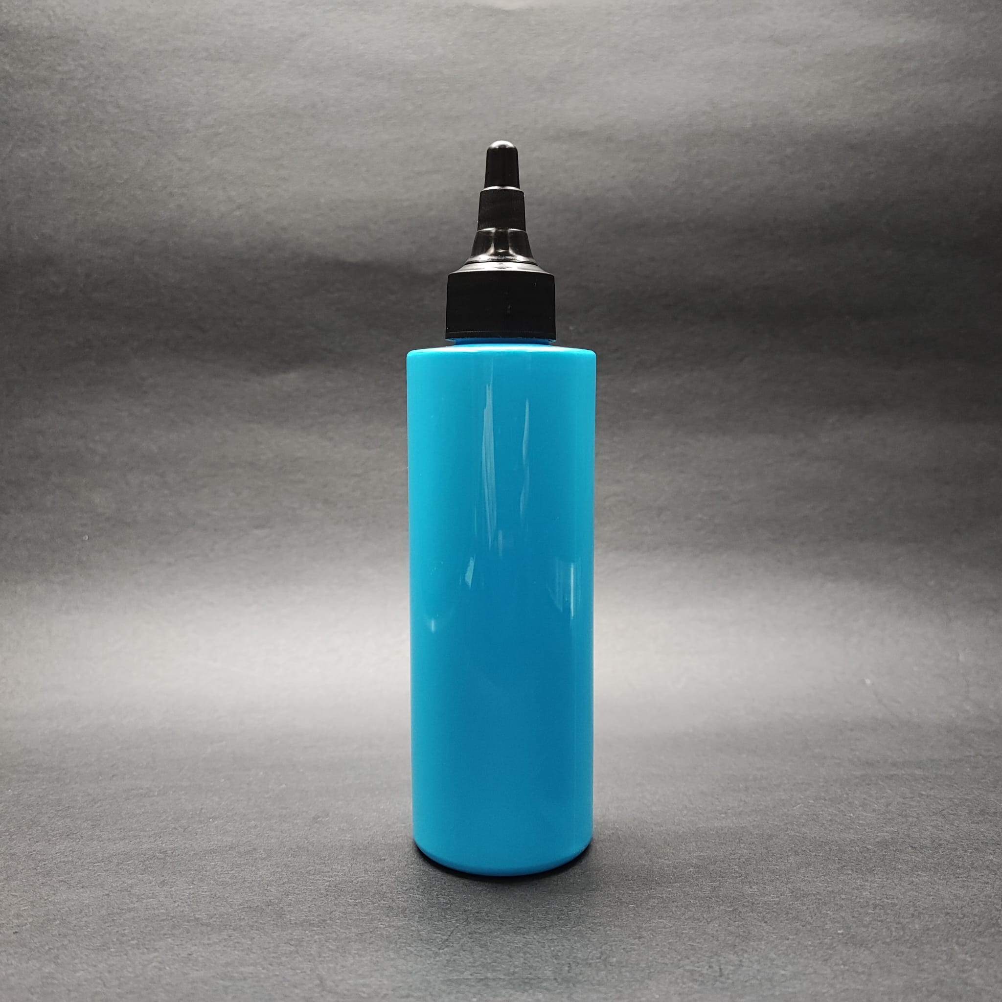 200 Cc Küt Boyunlu Uzun Silindir Pet Şişe (24 Gr) - Akıtıcı Asansör Siyah Kapaklı - 200 Ml Plastik Şişe - Mavi