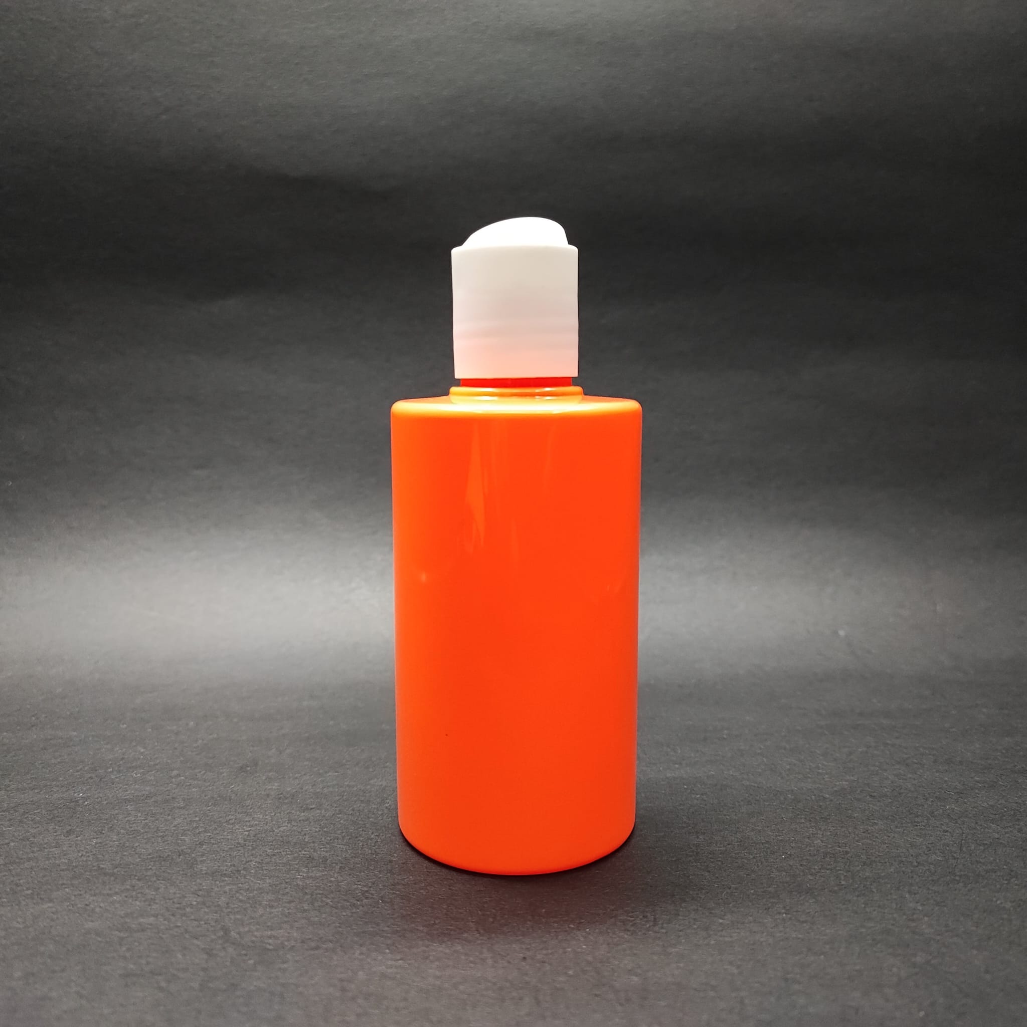 200 Cc Küt Boyunlu Uzun Silindir Pet Şişe (24 Gr) - Beyaz Disktop Şampuan Kapaklı - 200 Ml Plastik Şişe - Turuncu