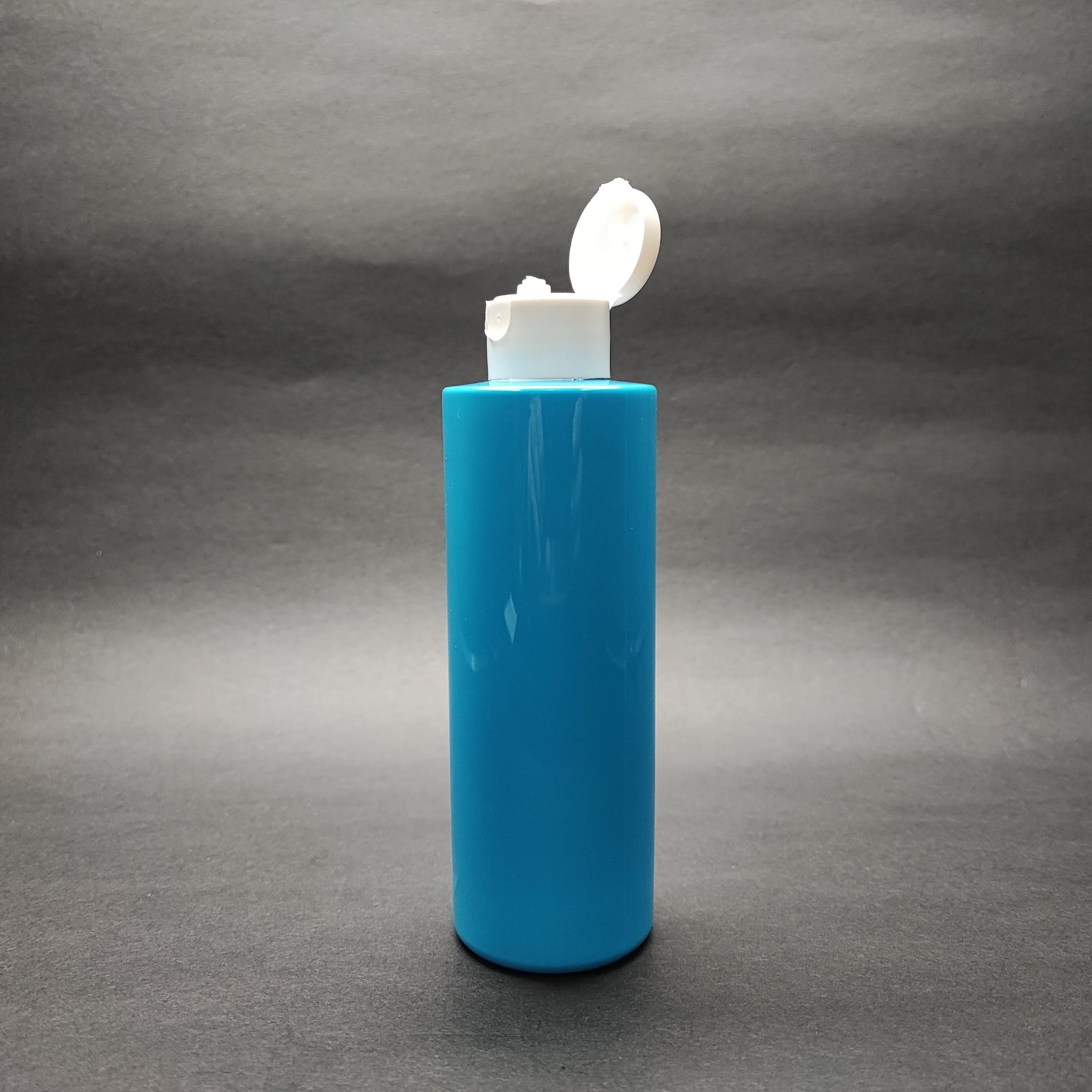 200 Cc Küt Boyunlu Uzun Silindir Pet Şişe (24 Gr) - Beyaz Fliptop Kapaklı - 200 Ml Plastik Şişe - Mavi