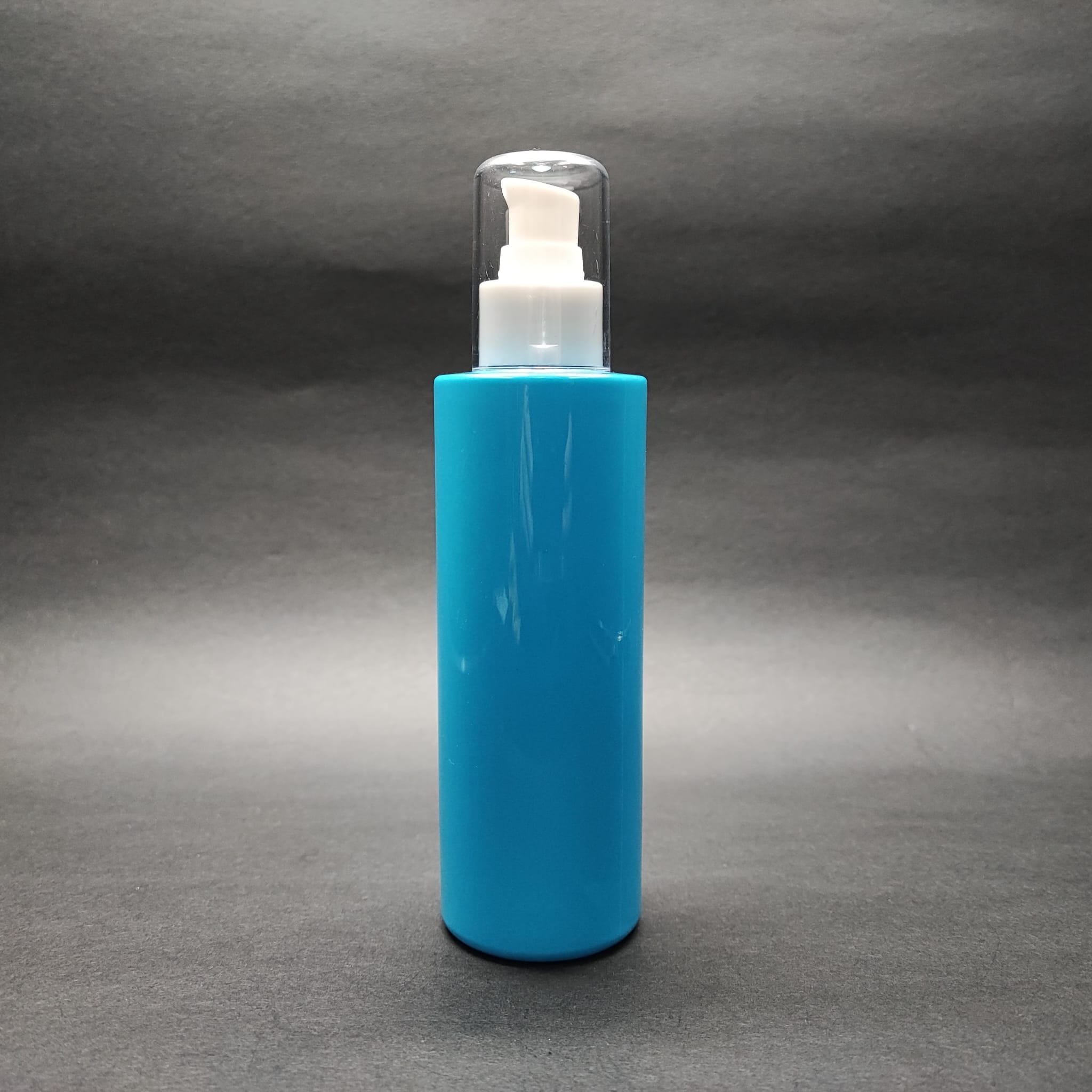200 Cc Küt Boyunlu Uzun Silindir Pet Şişe (24 Gr) - Beyaz Losyon Pompalı - 200 Ml Plastik Şişe - Mavi