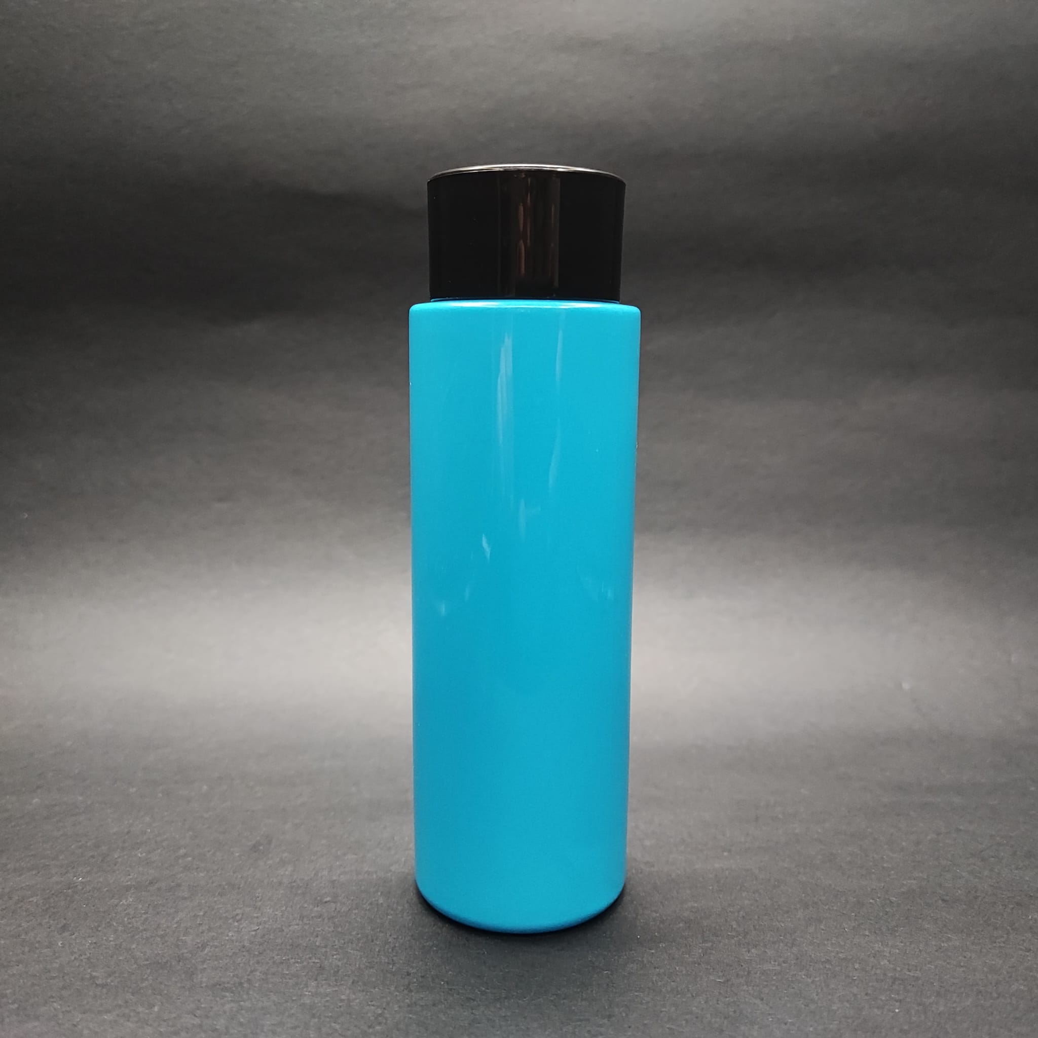 200 Cc Küt Boyunlu Uzun Silindir Pet Şişe (24 Gr) - Siyah Kolonya Losyon Kapak + Tıpa - 200 Ml Plastik Şişe - Mavi