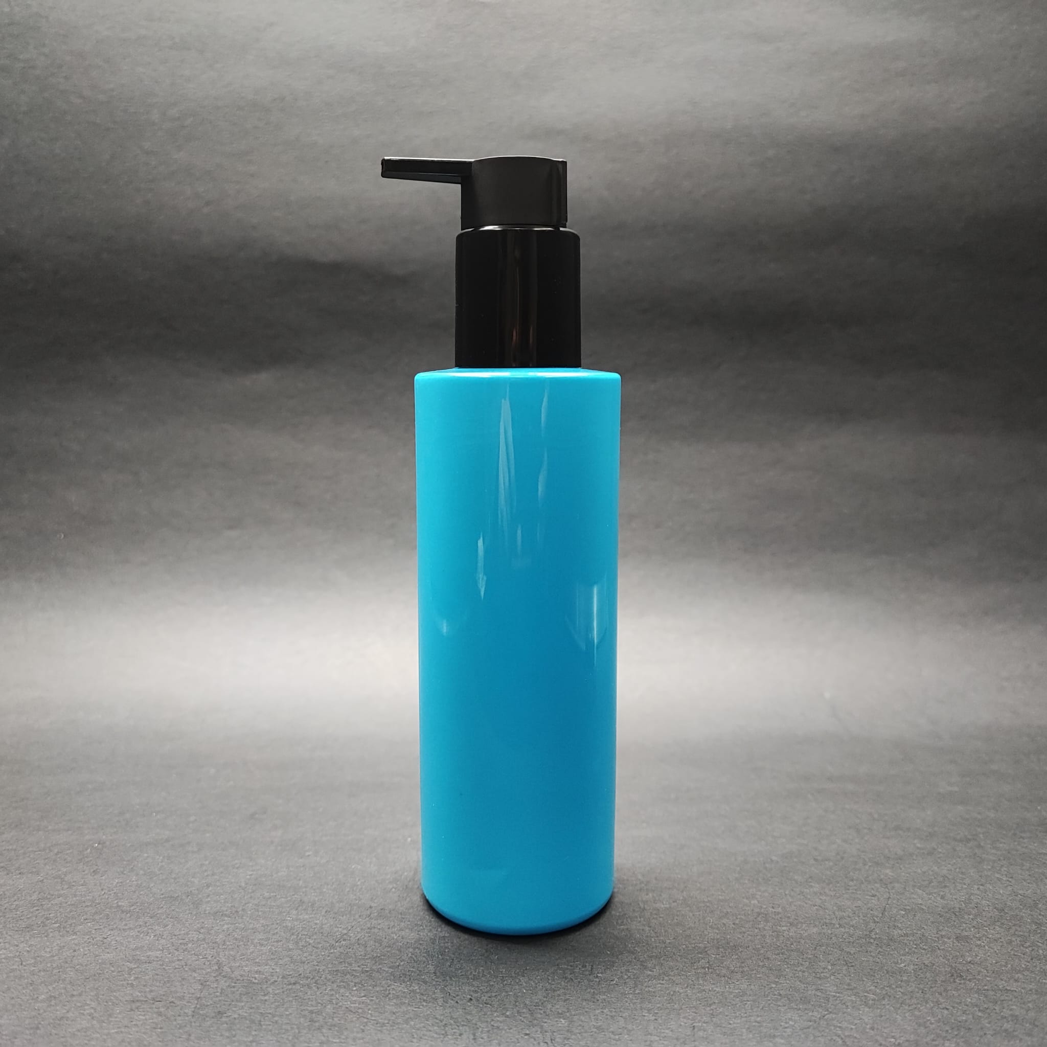 200 Cc Küt Boyunlu Uzun Silindir Pet Şişe (24 Gr) - Siyah Xavıer Losyon Pompalı - 200 Ml Plastik Şişe - Mavi