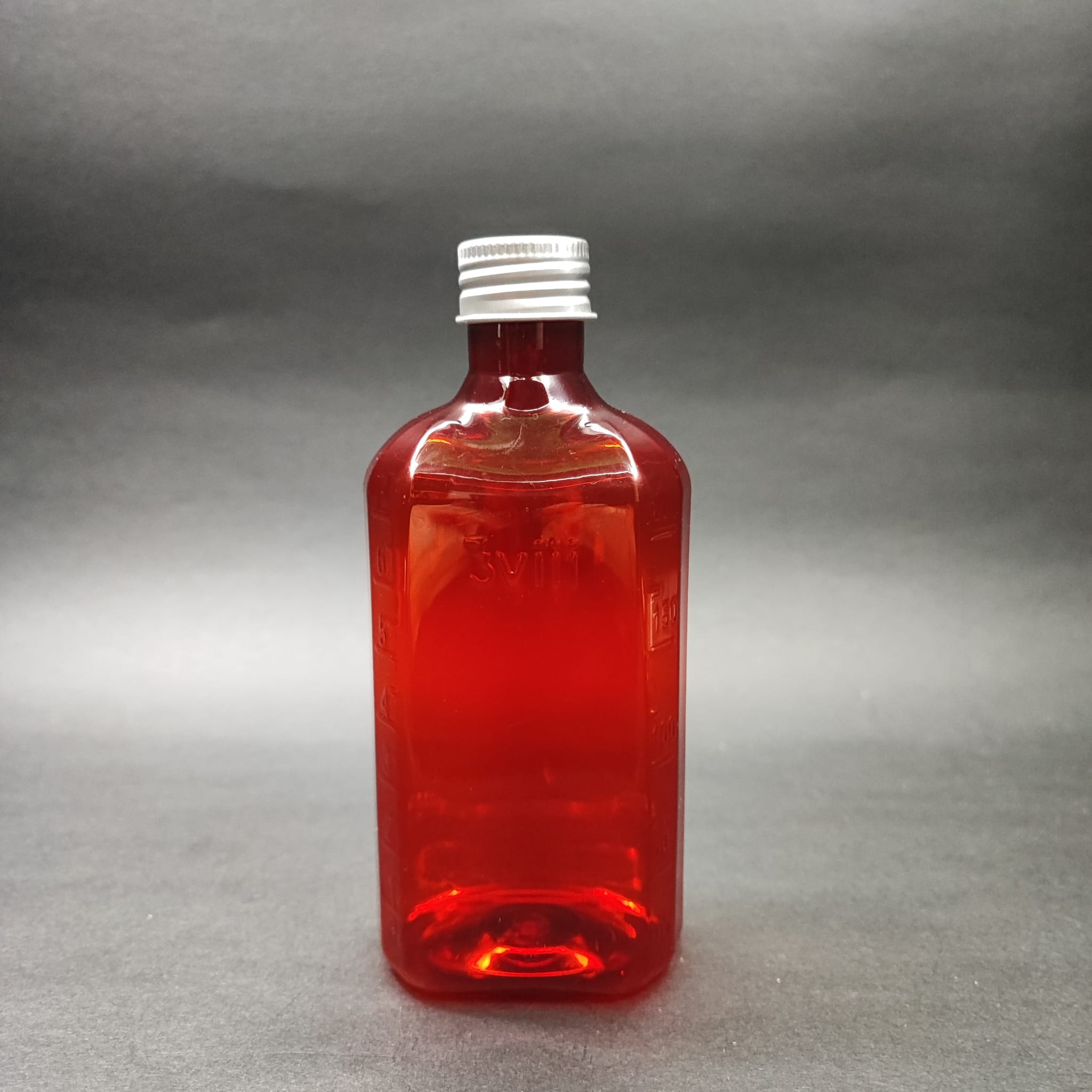 200 Cc Ölçekli Pet Şişe - Gümüş Metal Kapaklı - 200 Ml Ve Oz Ölçülü Kırmızı Pet Şişe