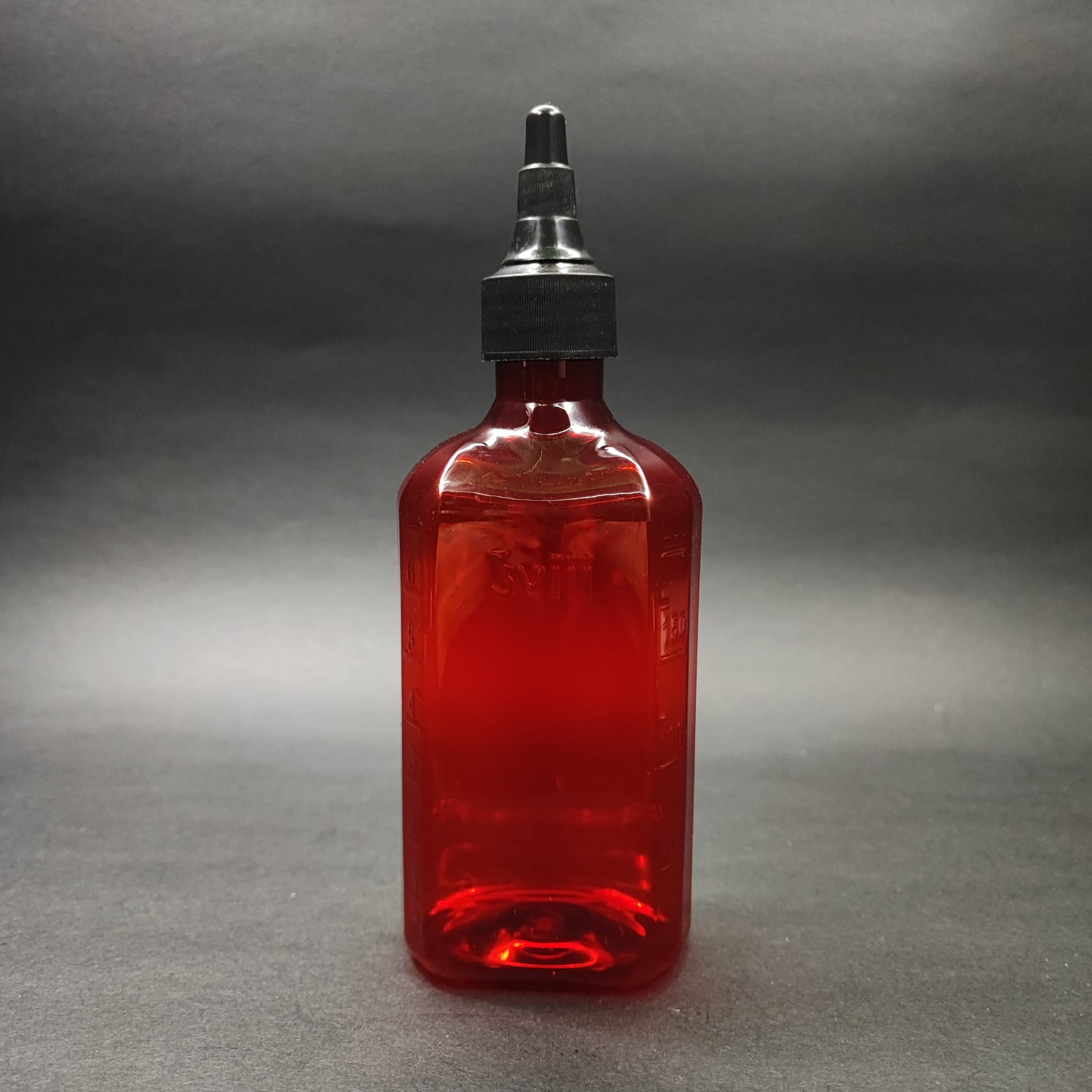 200 Cc Ölçekli Pet Şişe - Siyah Akıtıcı Asansör Kapaklı - 200 Ml Ve Oz Ölçülü Kırmızı Pet Şişe