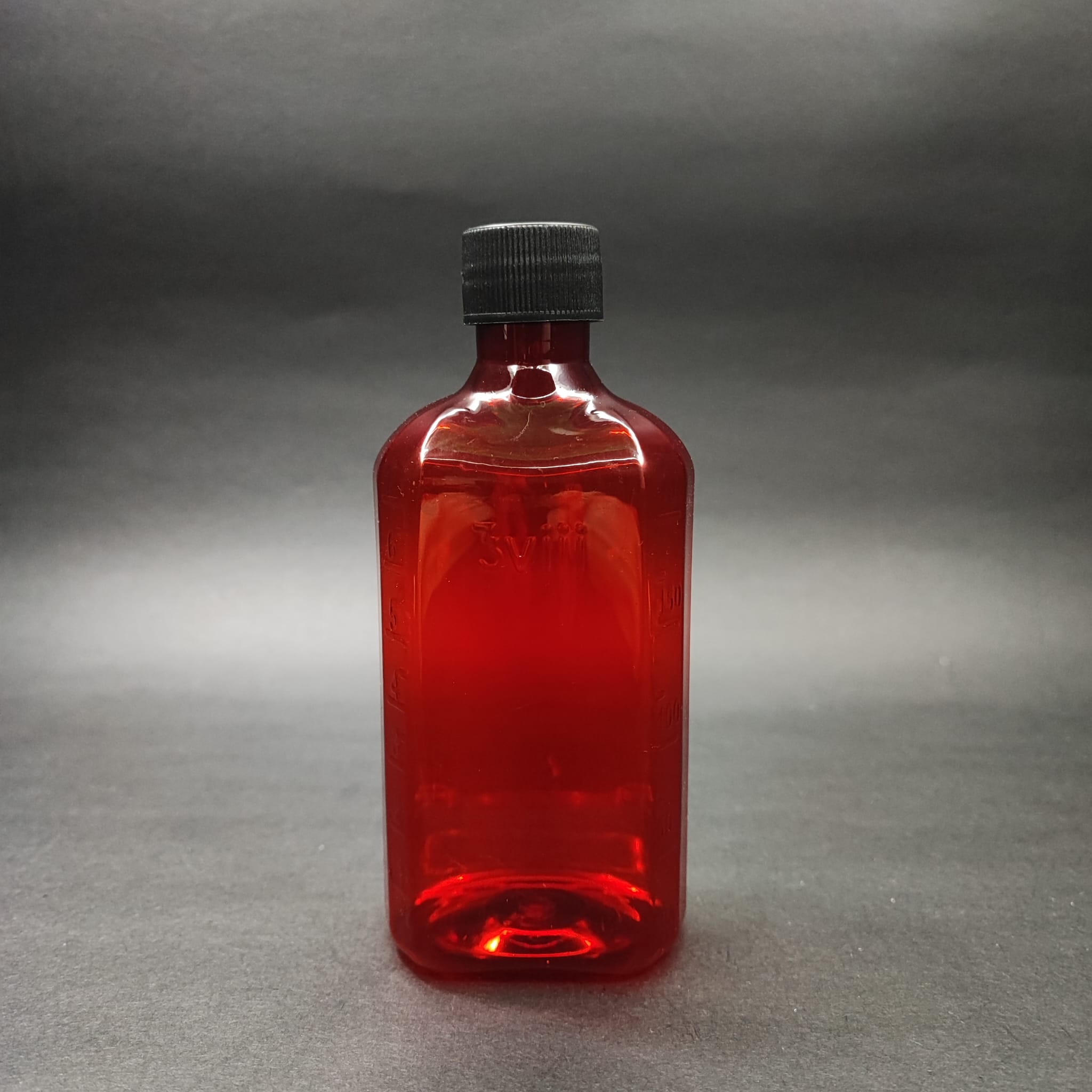 200 Cc Ölçekli Pet Şişe - Siyah Contalı Kapaklı - 200 Ml Ve Oz Ölçülü Kırmızı Pet Şişe