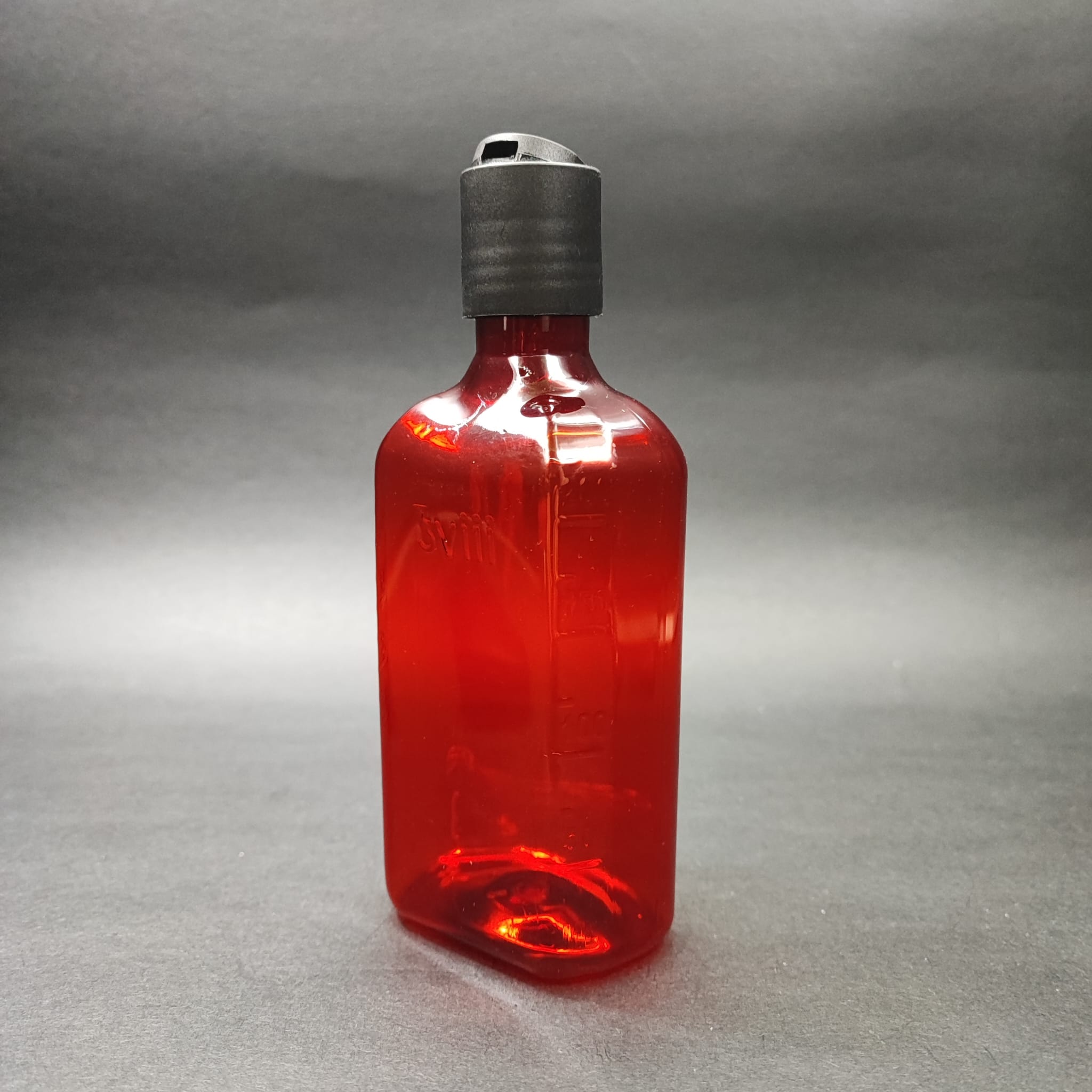 200 Cc Ölçekli Pet Şişe - Siyah Disktop Şampuan Kapaklı - 200 Ml Ve Oz Ölçülü Kırmızı Pet Şişe