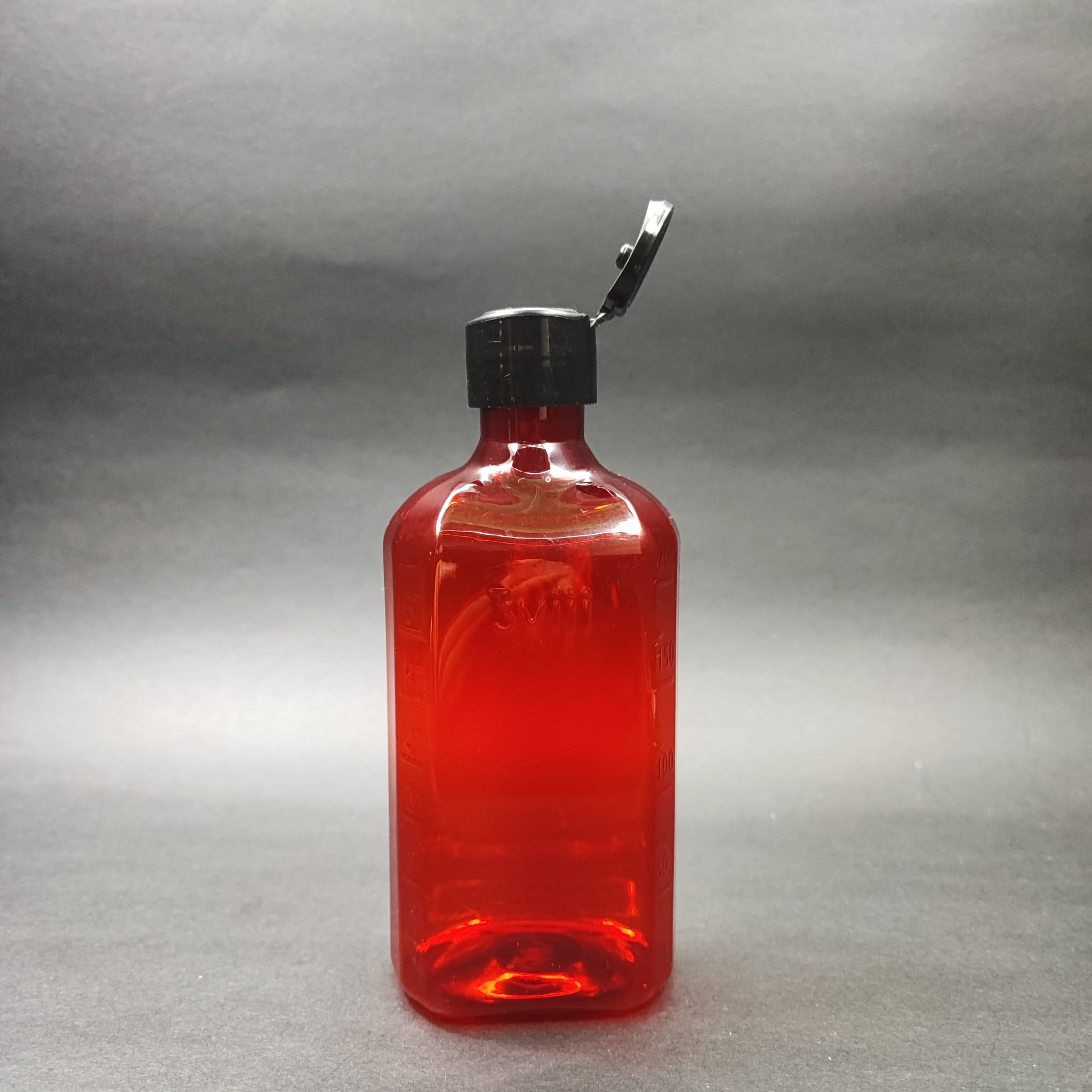 200 Cc Ölçekli Pet Şişe - Siyah Fliptop Akıtıcı Kapaklı - 200 Ml Ve Oz Ölçülü Kırmızı Pet Şişe