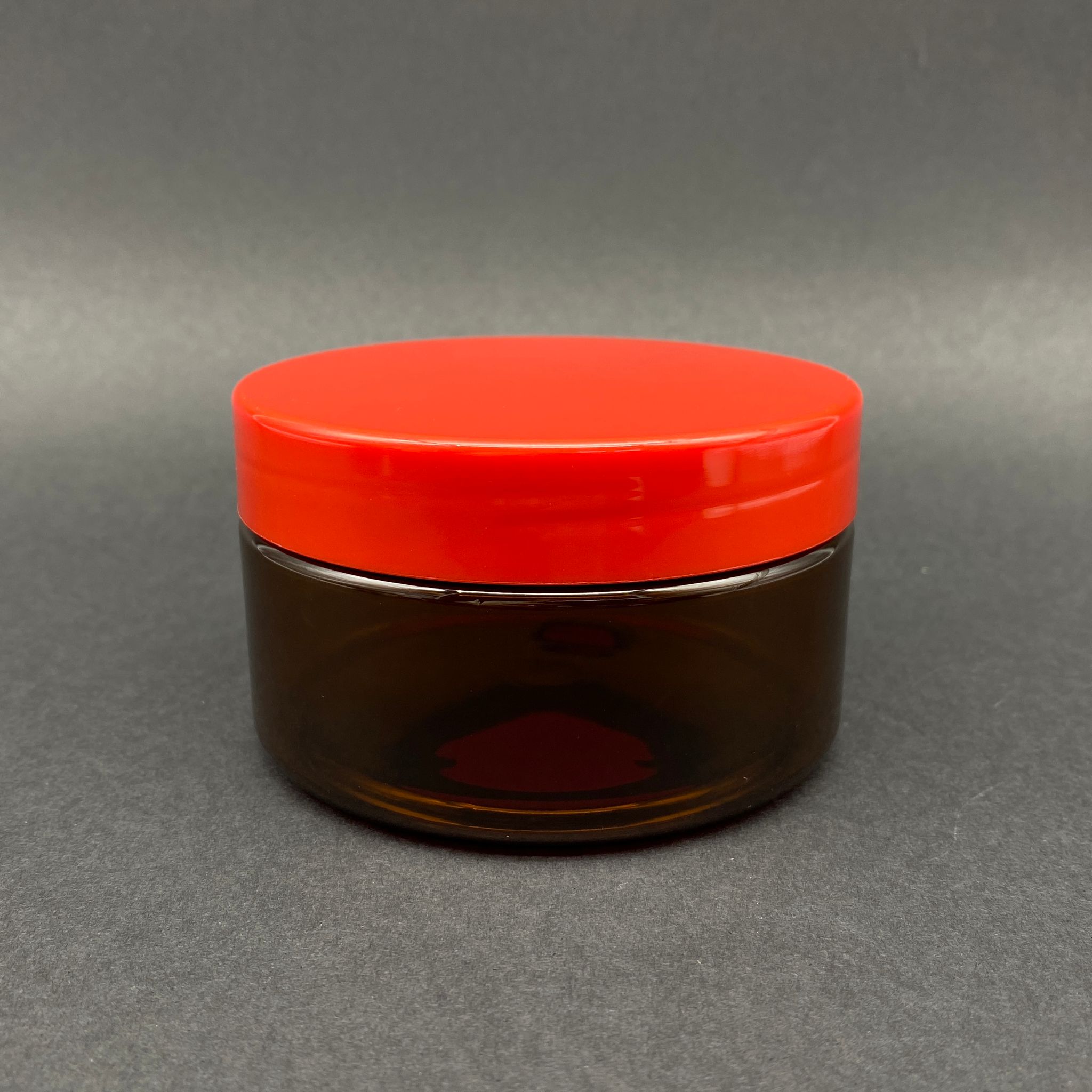 200 Cc Sert Plastik Amber Kavanoz - Kırmızı Kapaklı  - 200 Ml Kahverengi Kavanoz