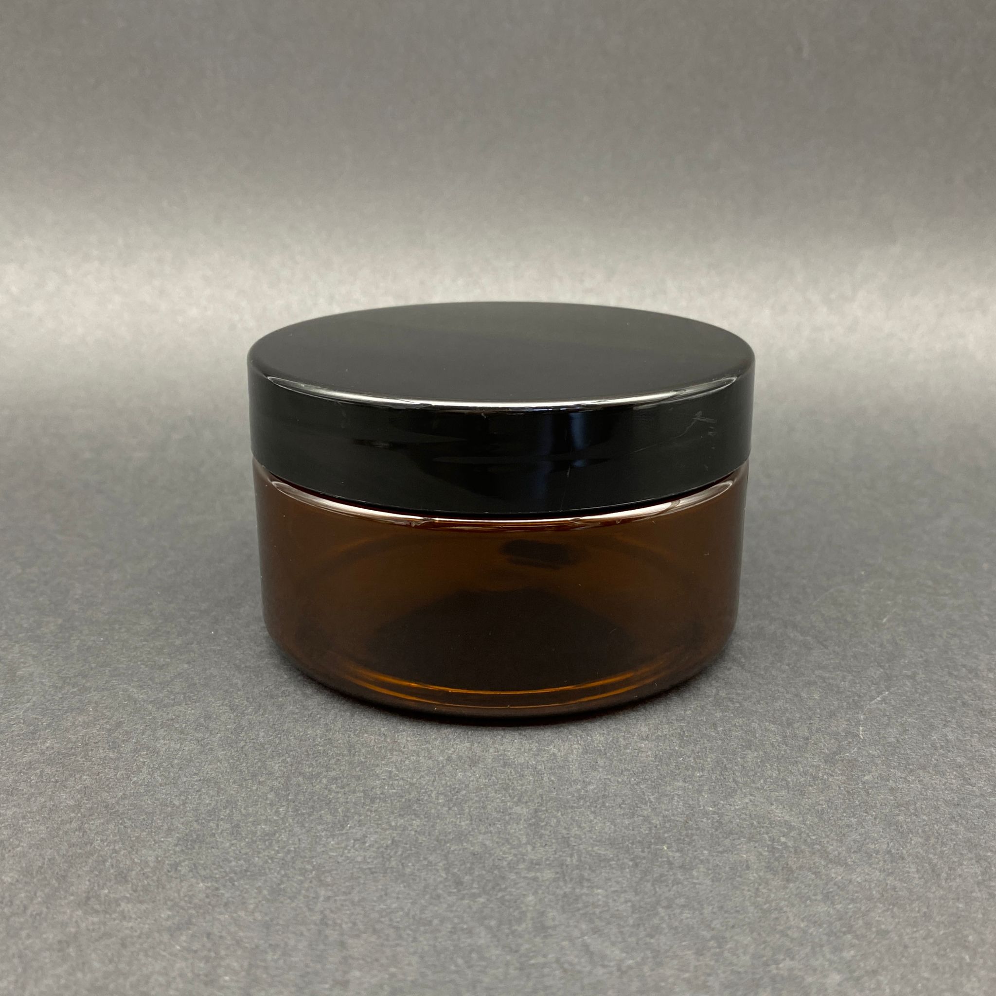 200 Cc Sert Plastik Amber Kavanoz - Siyah Kapaklı  - 200 Ml Kahverengi Kavanoz