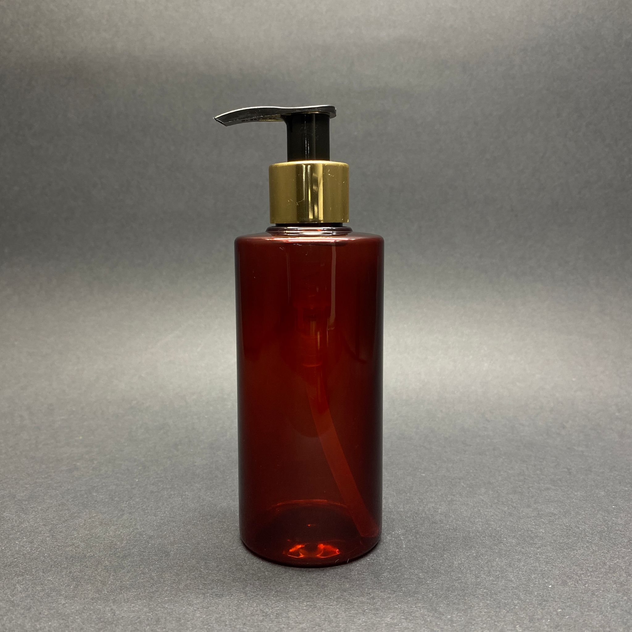 200 Cc Silindir Keskin Küt Model Sert (27 Gr) Pet Şişe - Gold Sabun Pompalı - Ağız Çapı 24 Mm - Amber