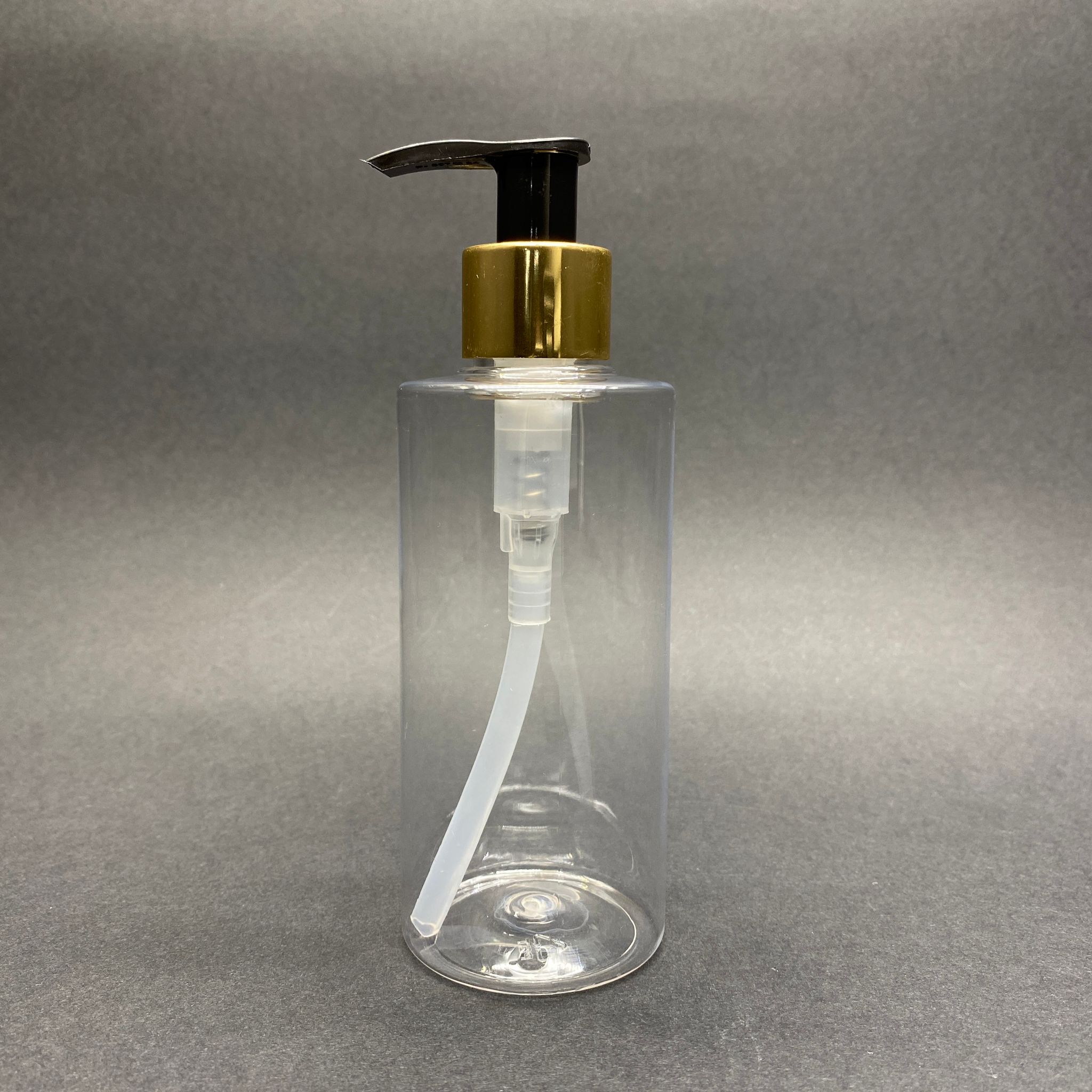 200 Cc Silindir Keskin Küt Model Sert (27 Gr) Pet Şişe - Gold Sabun Pompalı - Ağız Çapı 24 Mm - Şeffaf