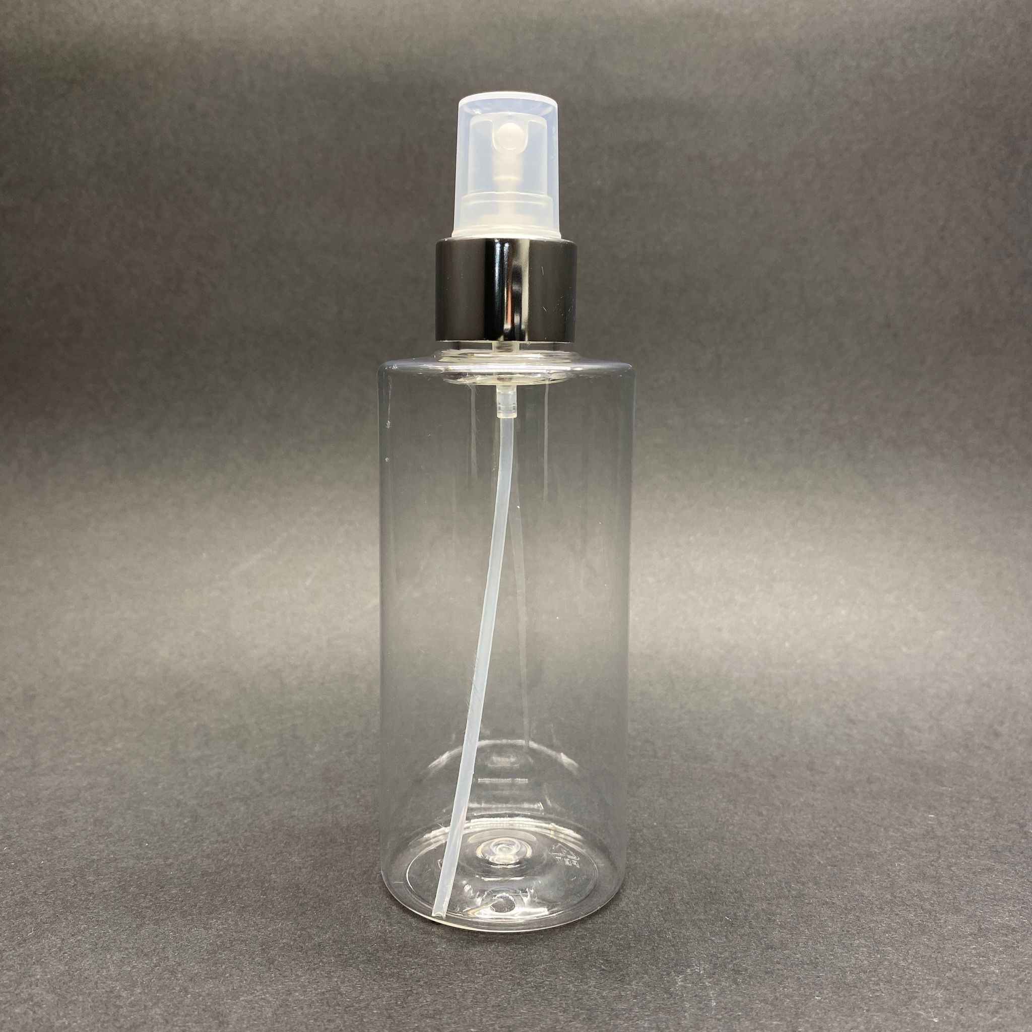 200 Cc Silindir Keskin Küt Model Sert (27 Gr) Pet Şişe - Gümüş Metalik Spreyli - Ağız Çapı 24 Mm - Şeffaf