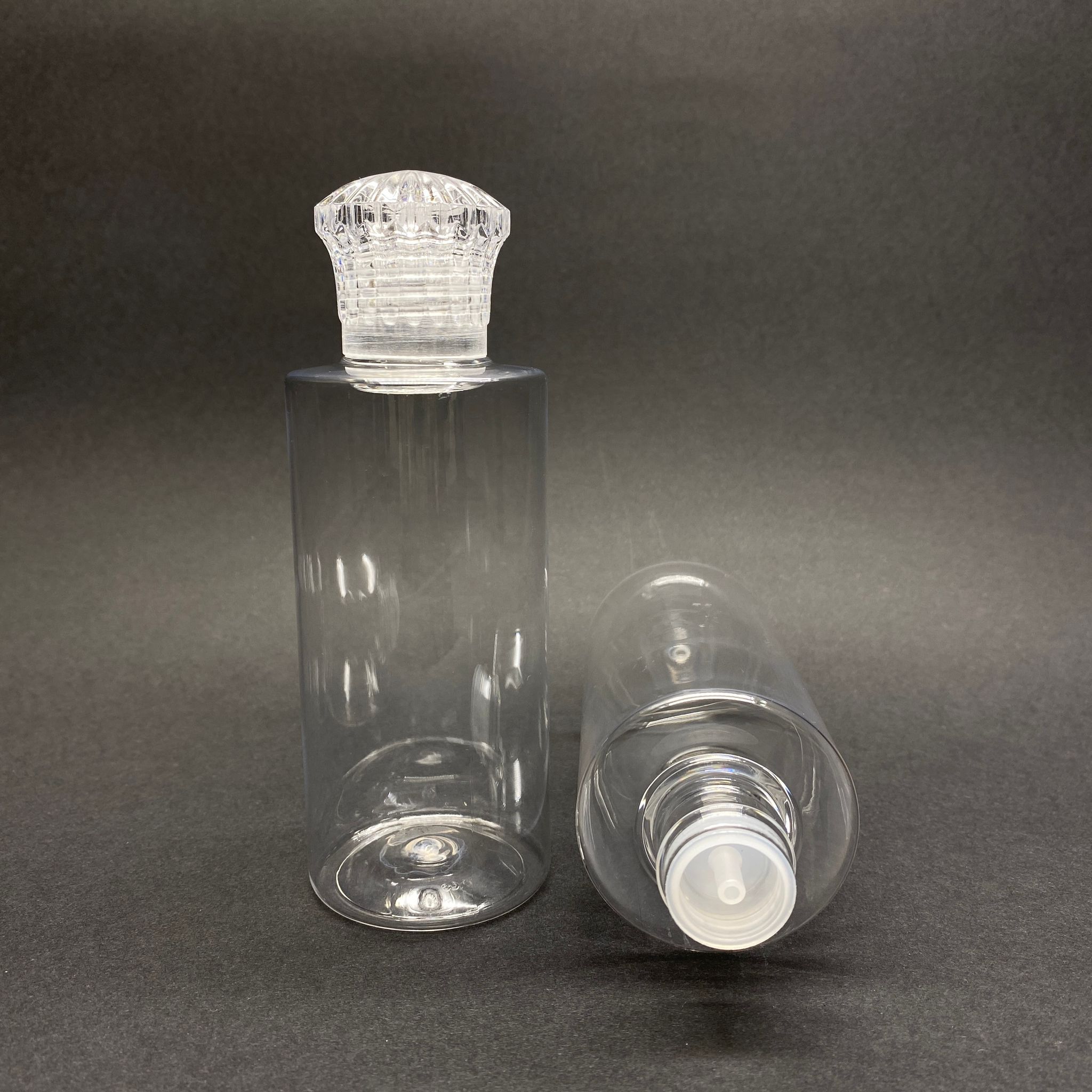 200 Cc Silindir Keskin Küt Model Sert (27 Gr) Pet Şişe - Kristal Kapaklı Kolonya Tıpalı  - Ağız Çapı 24 Mm - Şeffaf