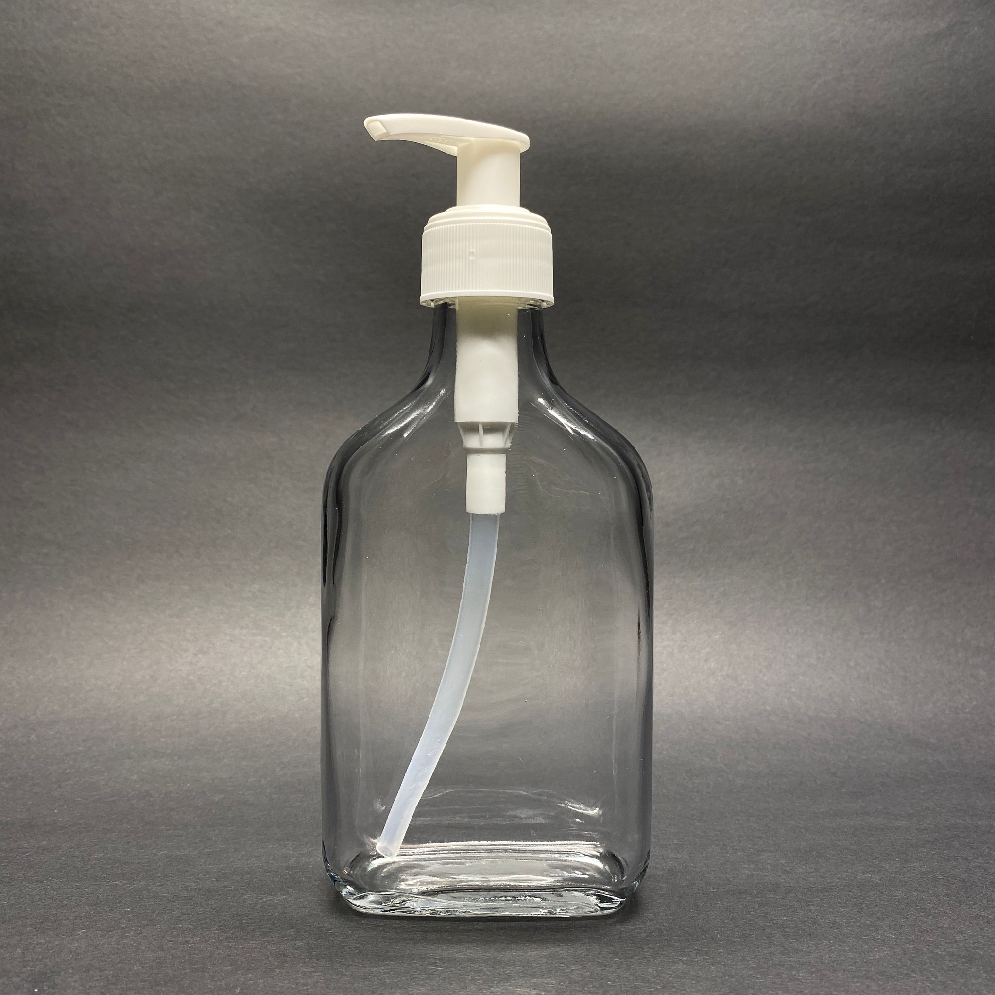 200 Cc Yassı Cam Şişe - Beyaz Pompalı  - 200 Ml Sıvı Sabun Pompalı Yassı Cam Şişe