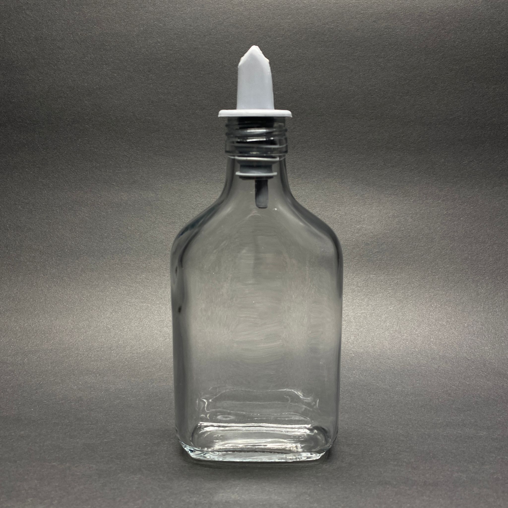 200 Cc Yassı Cam Şişe -Gri Silikon Yağlık Tıpalı - 200 Ml Yassı Yağdanlık Cam Şişe