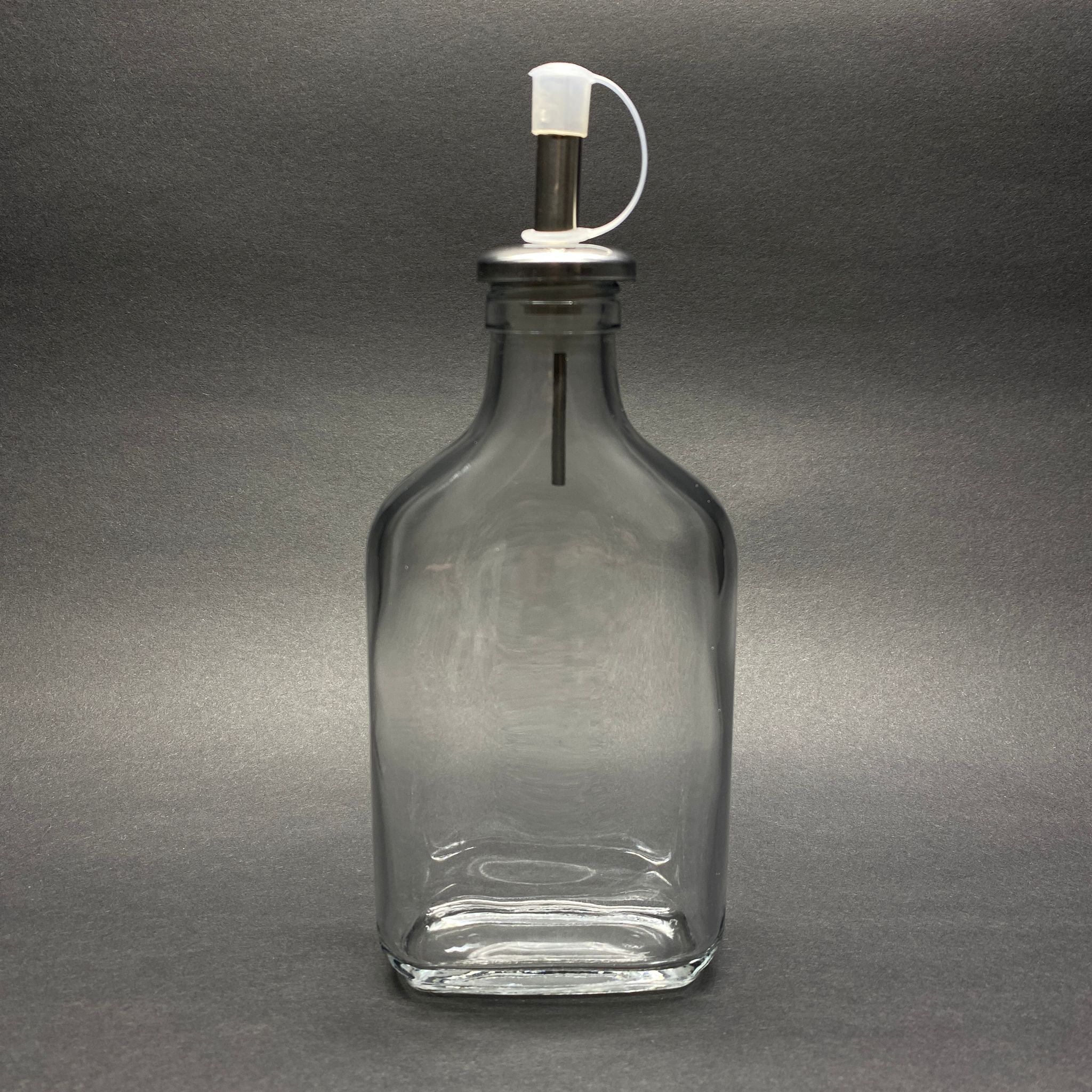 200 Cc Yassı Cam Şişe - Kapaklı Çelik Yağlık Tıpalı - 200 Ml Yassı Yağdanlık Cam Şişe