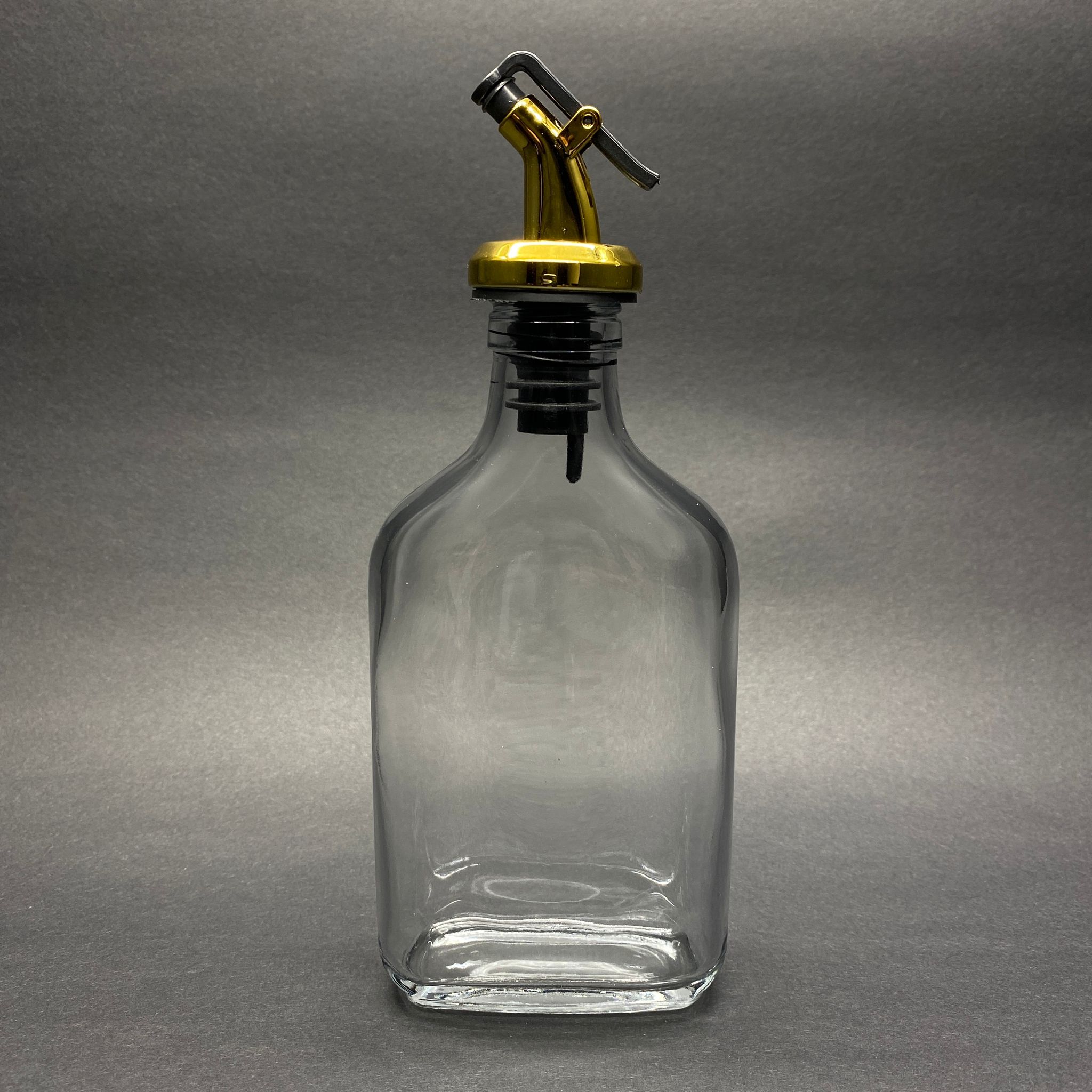200 Cc Yassı Cam Şişe - Kapaklı Gold Yağlık Tıpalı - 200 Ml Yassı Yağdanlık Cam Şişe