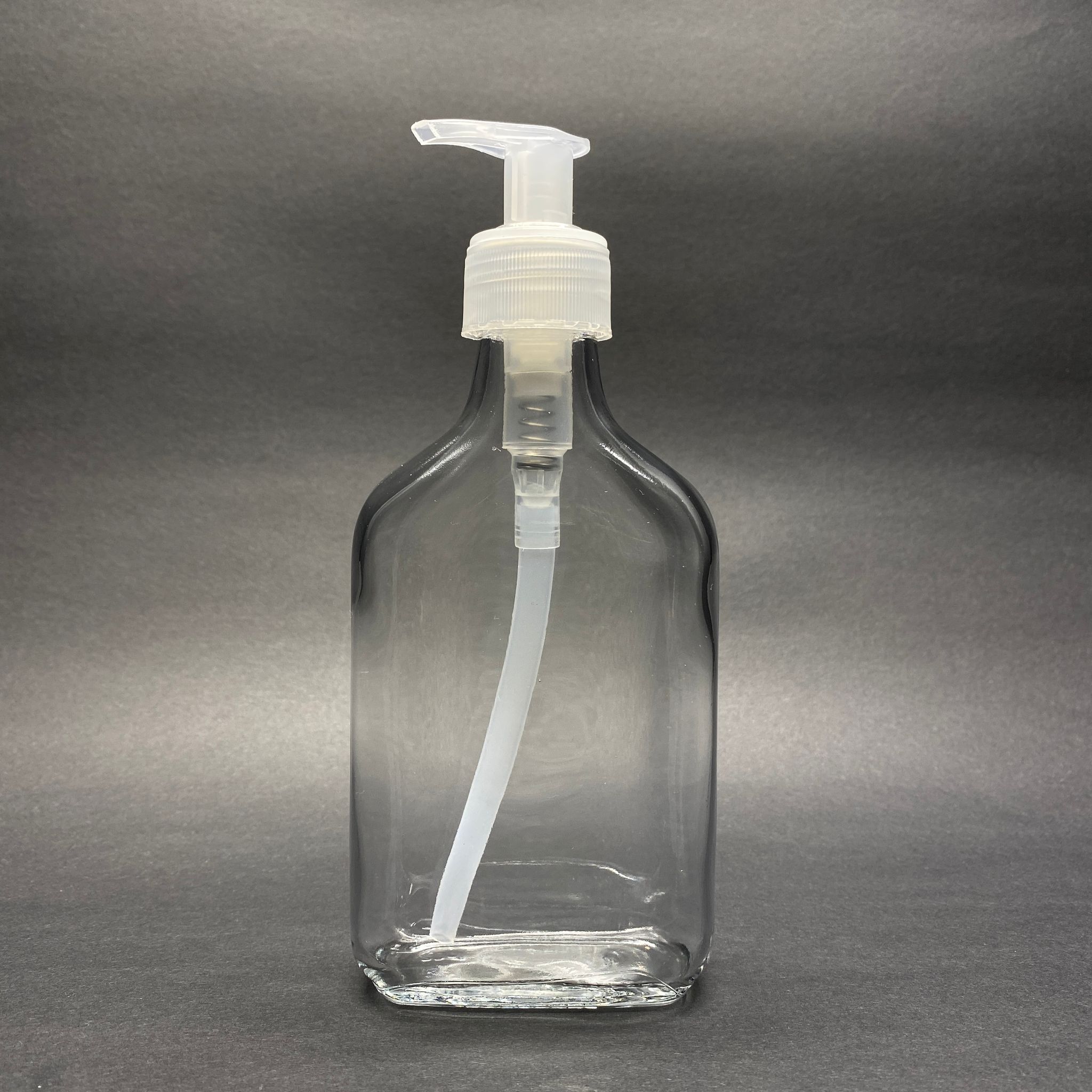 200 Cc Yassı Cam Şişe - Şeffaf Pompalı  - 200 Ml Sıvı Sabun Pompalı Yassı Cam Şişe , Cam Tonik Şişesi