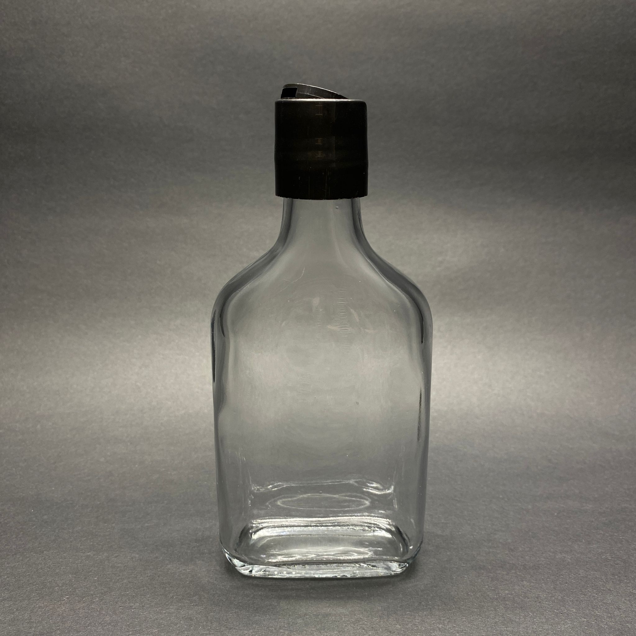 200 Cc Yassı Cam Şişe - Siyah Disktop Kapaklı - 200 Ml Cam Şişe - Şampuan Vb İçin Kullanılabilir