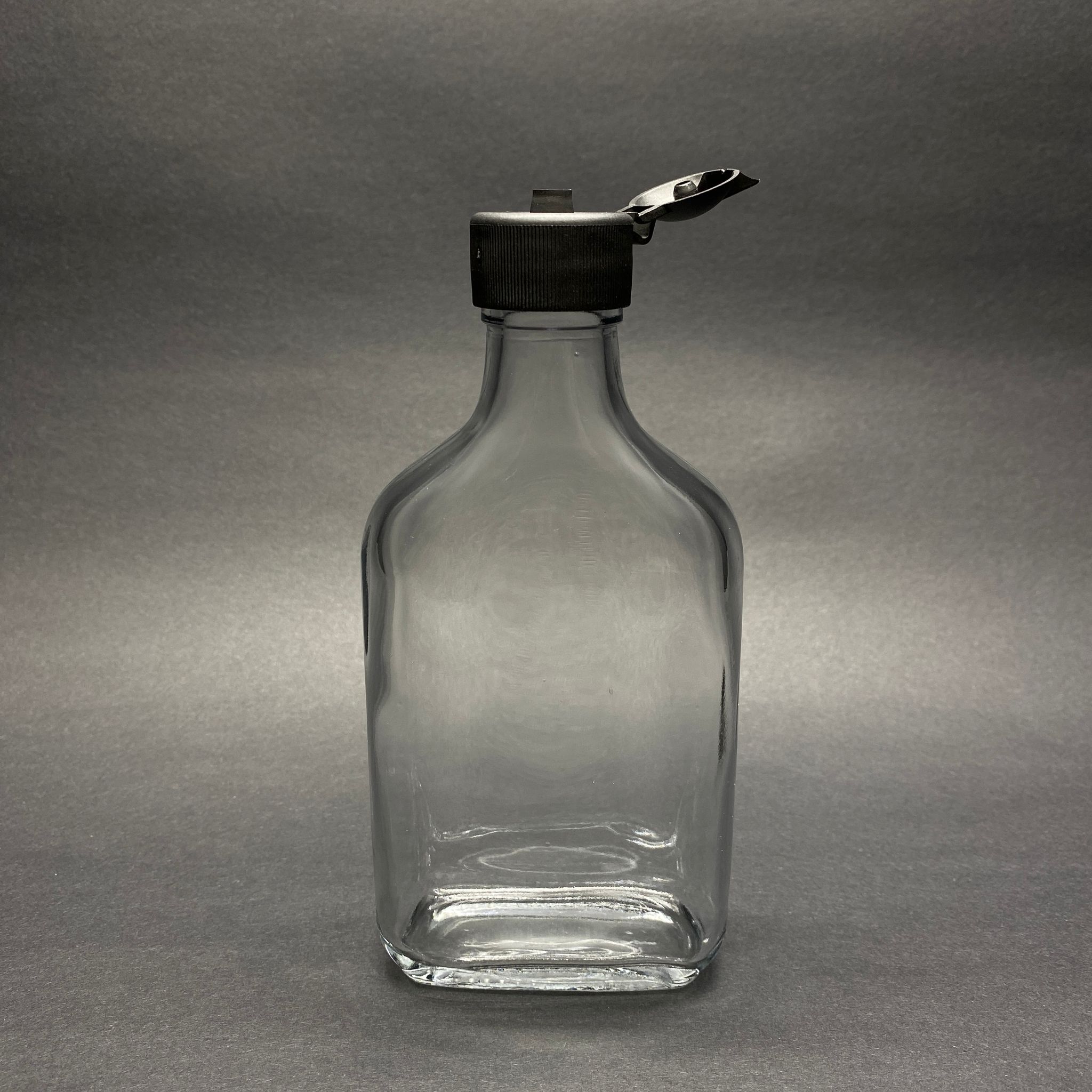 200 Cc Yassı Cam Şişe - Siyah Fliptop Kapaklı - 200 Ml Cam Şişe - Kolonya, Losyon İçin Kozmetik Şişesi