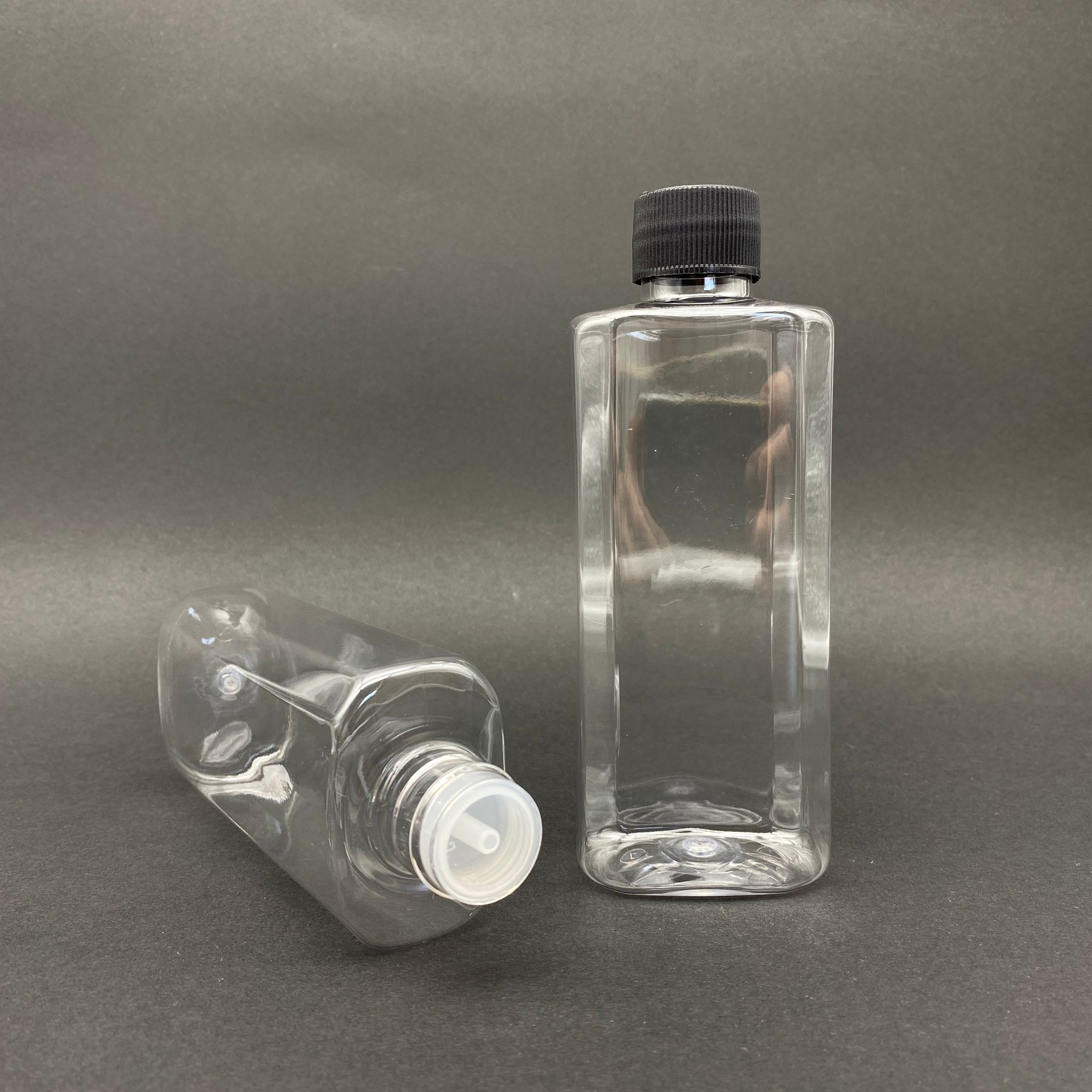 200 Cc Yassı Pet Şişe - Siyah Kapaklı - Kolonya Tıpalı - 200 Ml Plastik Kolonya Şişesi