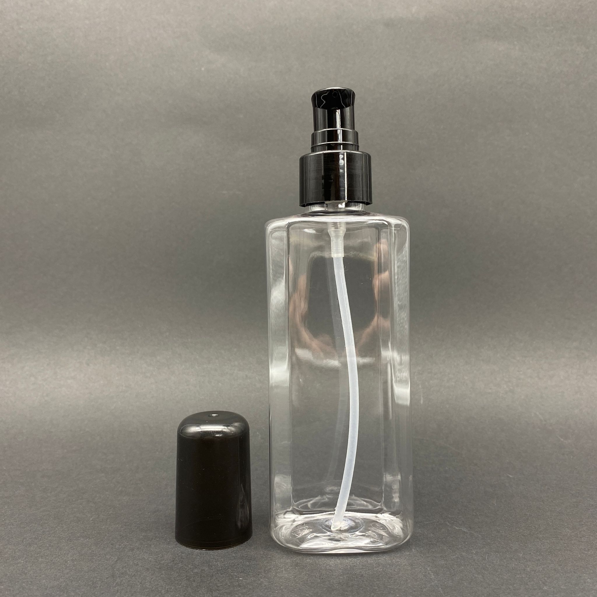 200 Cc Yassı Pet Şişe - Siyah Losyon Pompalı - 200 Ml Pompalı Plastik Şişe