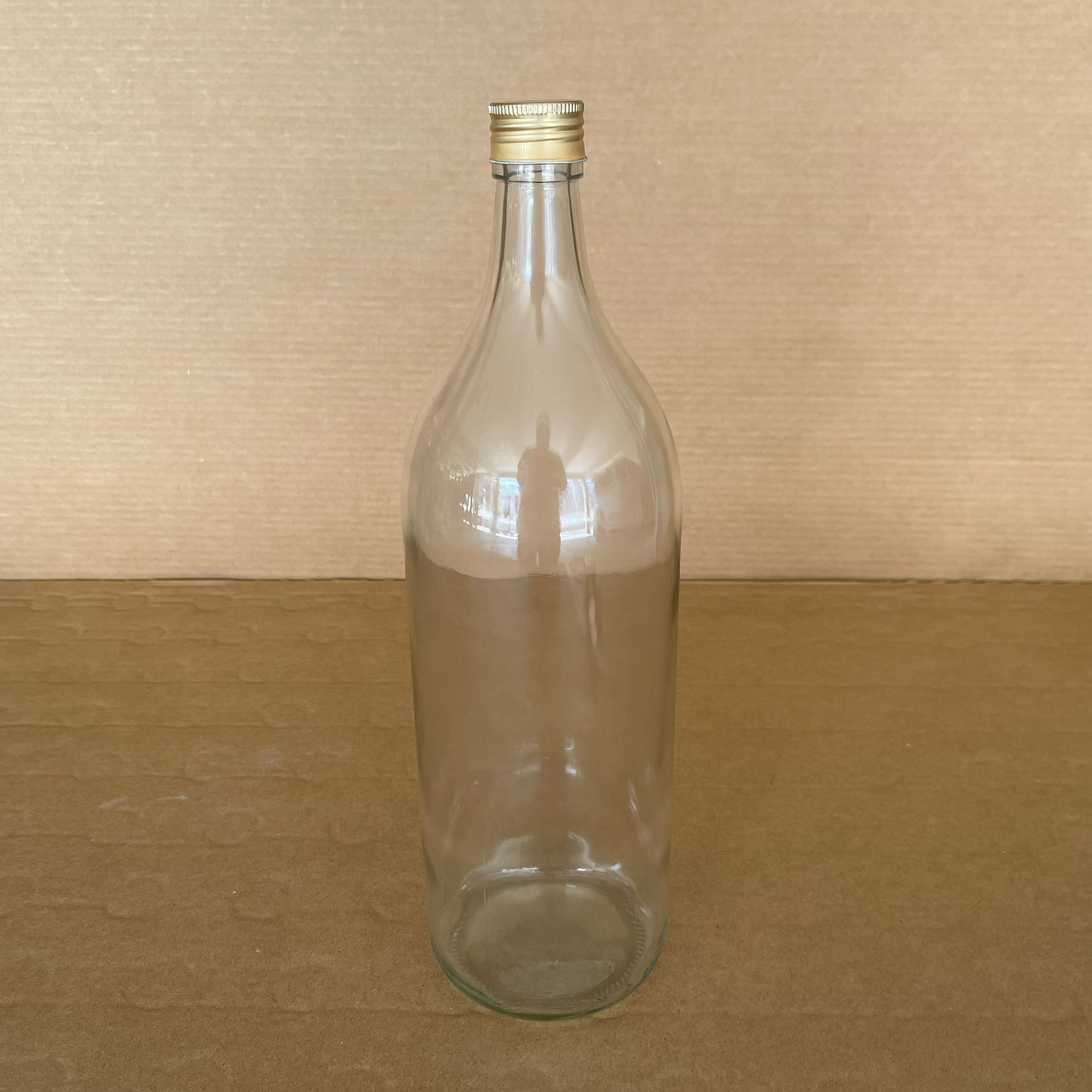 2000 Cc Cam Şişe Şeffaf - Gold Metal Contalı Kapaklı - 2 Litre Cam Şişe - 2 Lt Cam Şişe