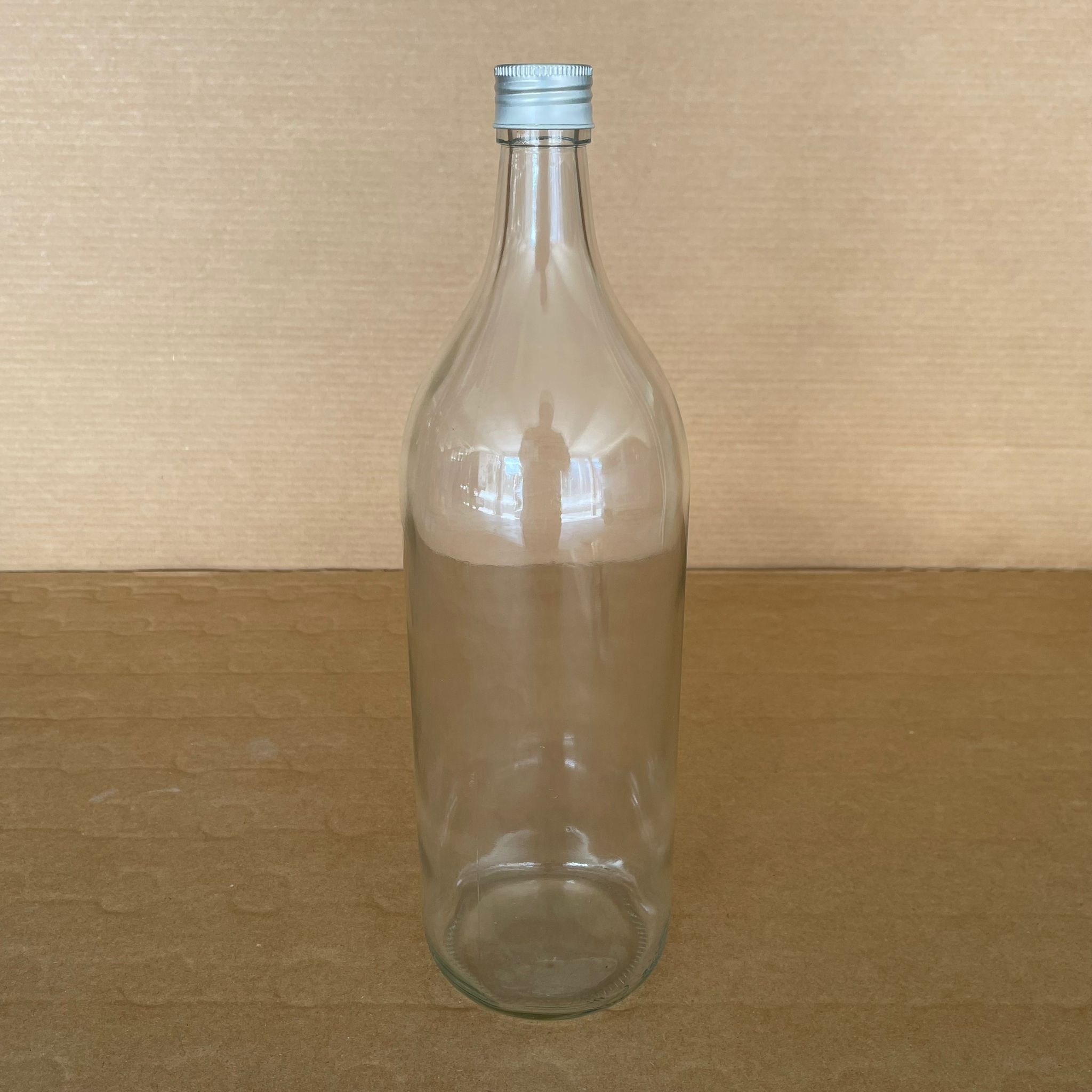 2000 Cc Cam Şişe Şeffaf - Gümüş Metal Contalı Kapaklı - 2 Litre Cam Şişe - 2 Lt Cam Şişe