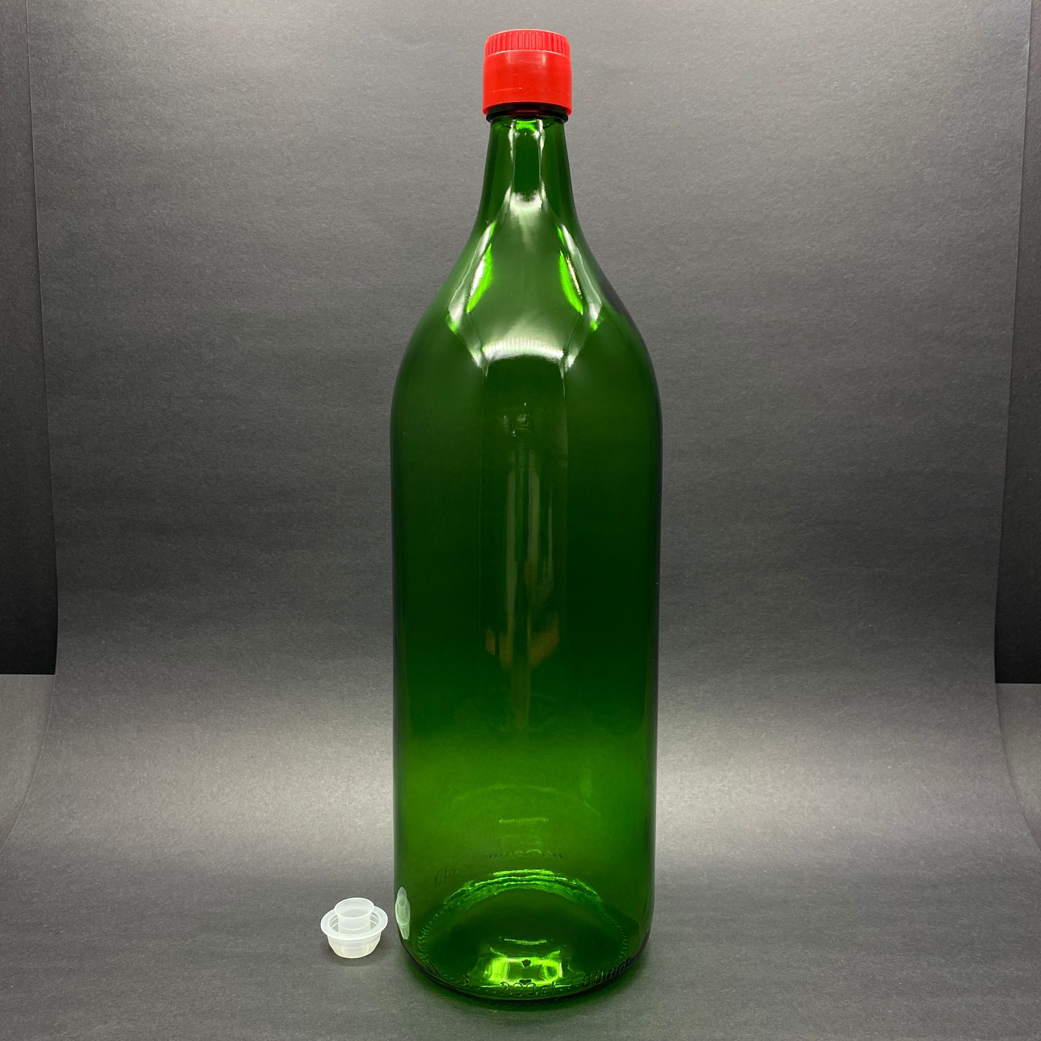 2000 Cc Cam Şişe Yeşil - Kırmızı Akıtıcılı Drop Stop Kapaklı - 2 Litre Cam Şişe - 2 Lt Cam Şişe