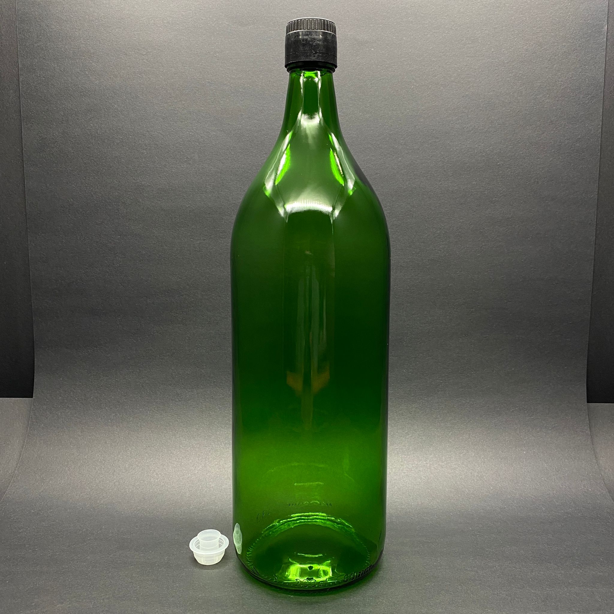 2000 Cc Cam Şişe Yeşil - Siyah Akıtıcılı Drop Stop Kapaklı - 2 Litre Cam Şişe - 2 Lt Cam Şişe
