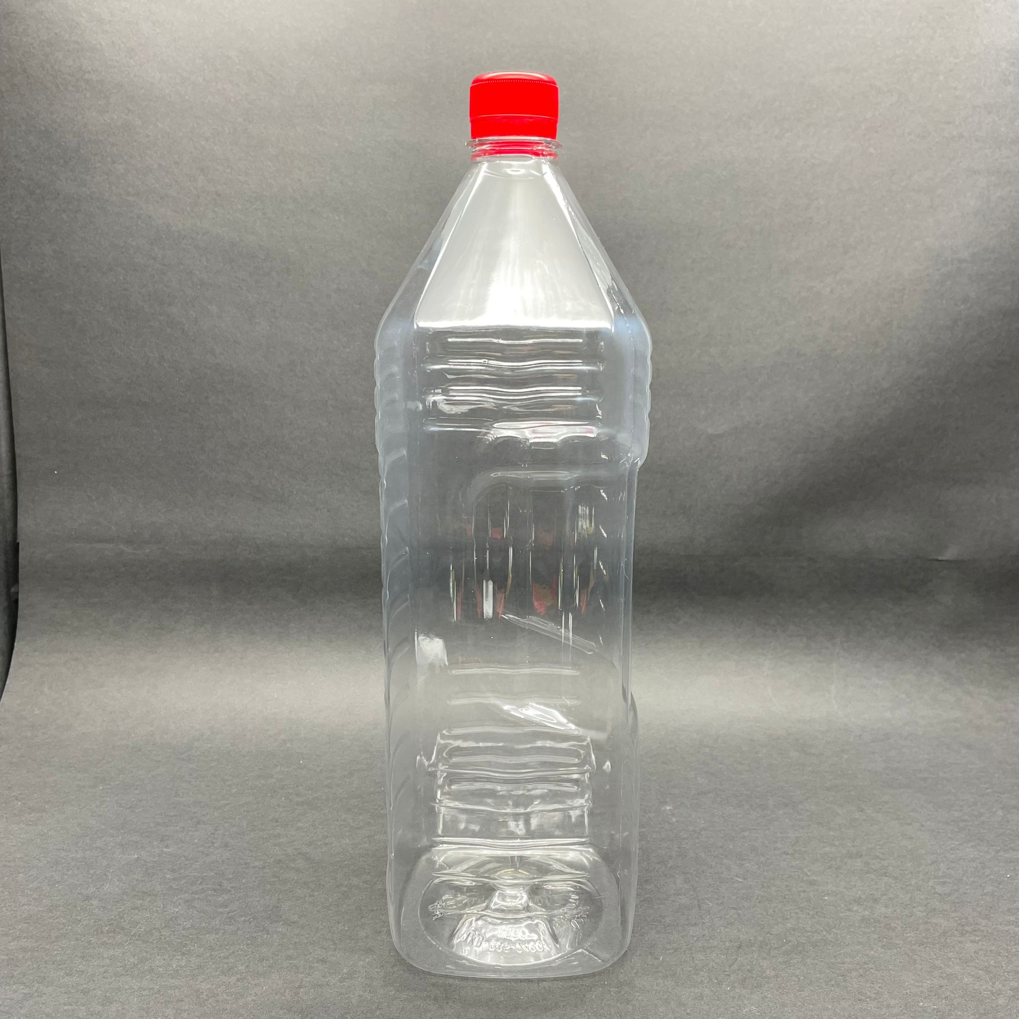 2000 Cc Köşeli Pet Şişe - Kırmızı Kilitli Kapaklı 2 Litre Köşeli Plastik Şişe - Zeytinyağ Şişesi