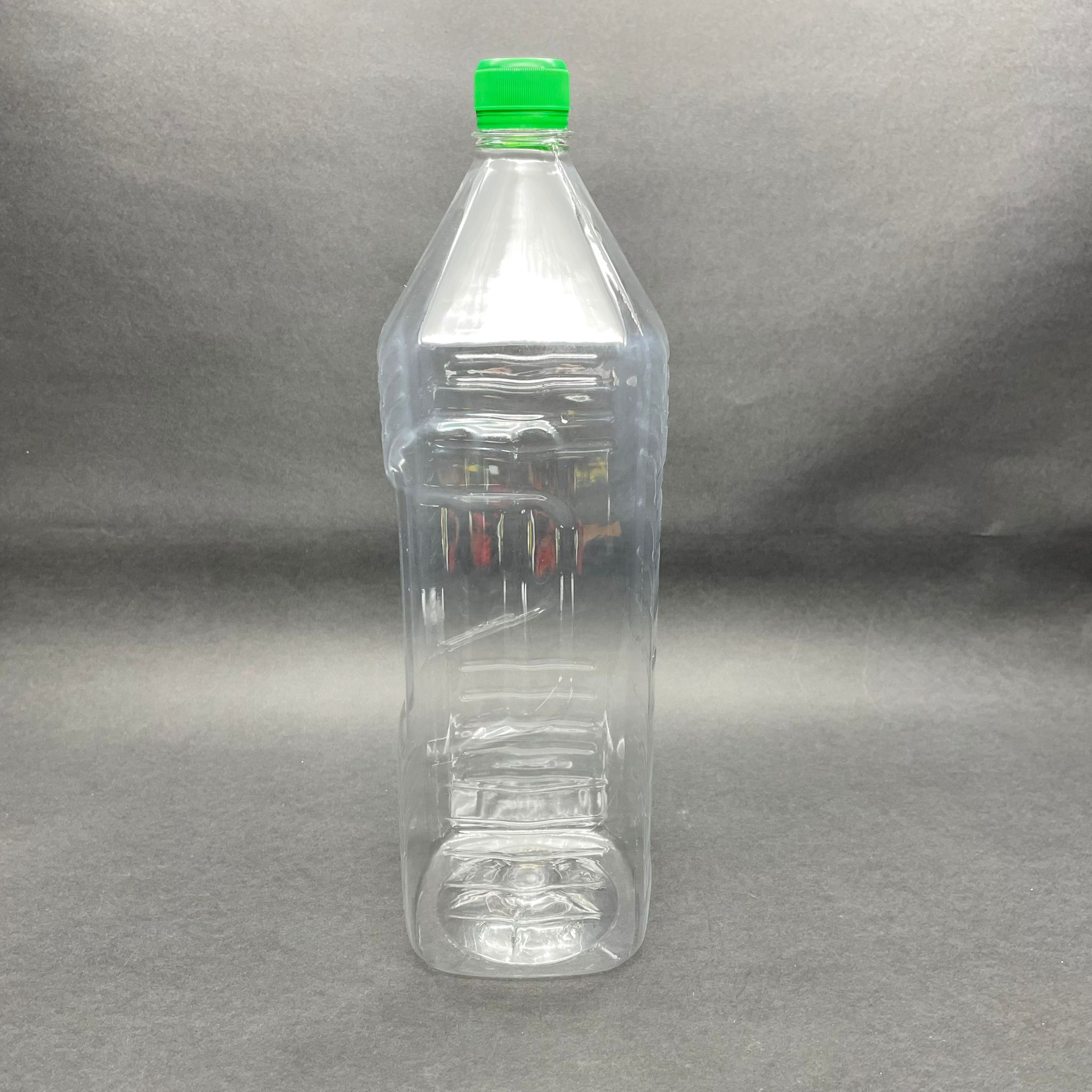 2000 Cc Köşeli Pet Şişe - Yeşil Kilitli Kapaklı 2 Litre Köşeli Plastik Şişe - Zeytinyağ Şişesi
