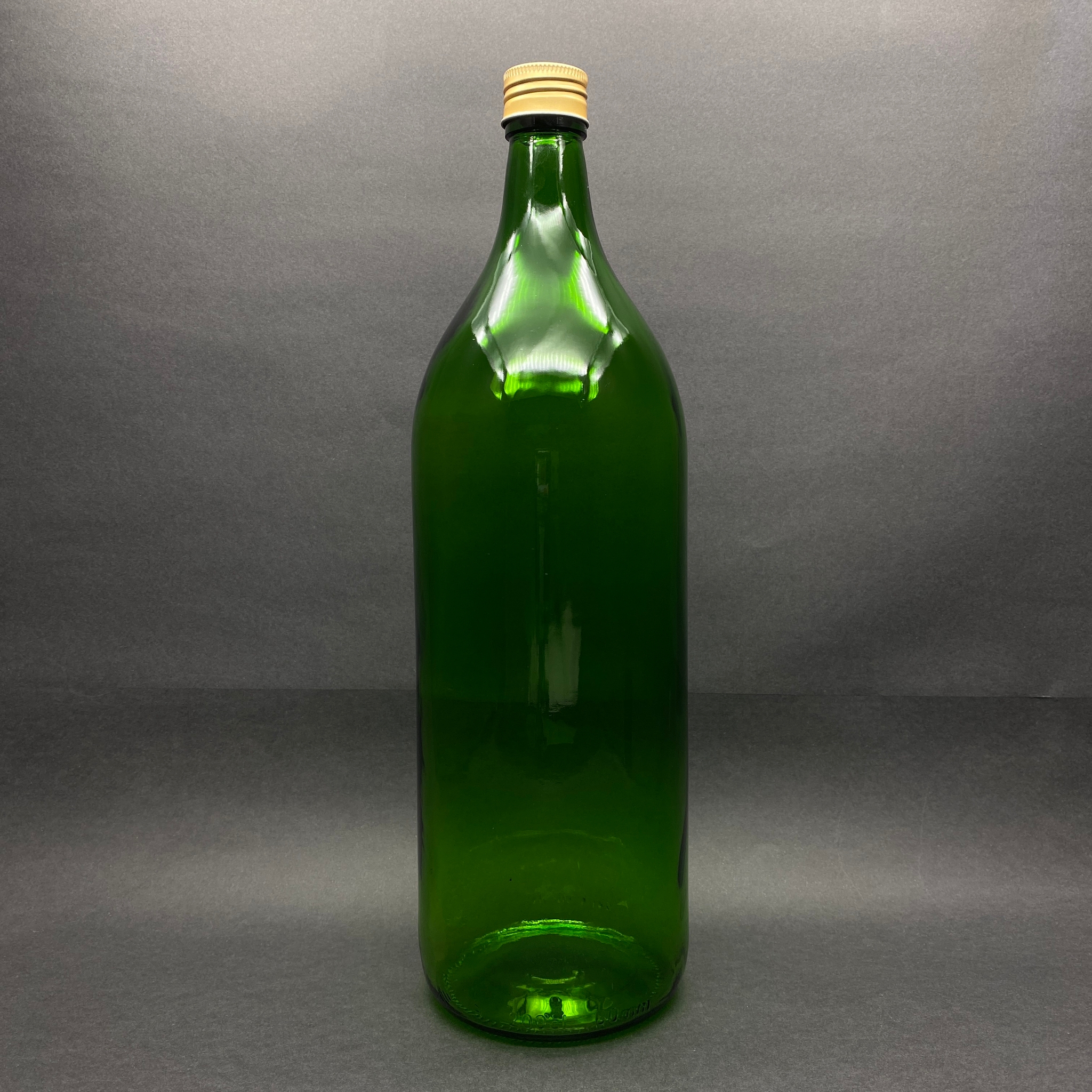 2000 Cc Yeşil Cam Şişe - Gold Metal Alüminyum Kapaklı - 2000 Ml Yağ Şişesi - Sirke Şişesi - 2 Litre Cam Şişe