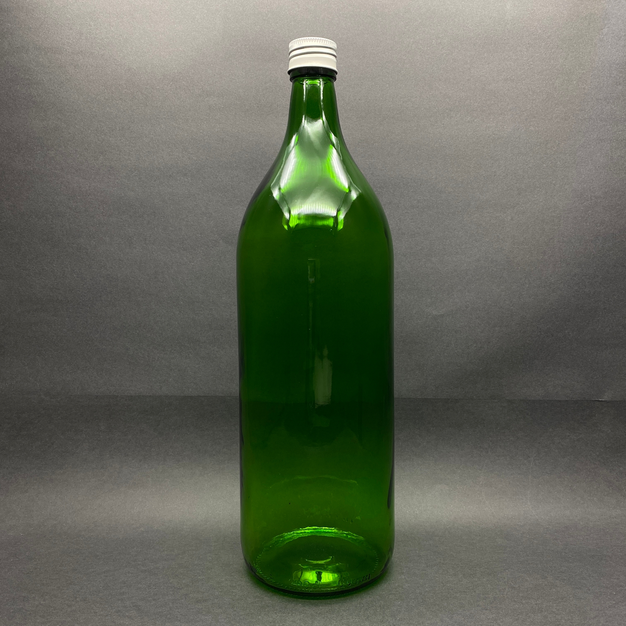 2000 Cc Yeşil Cam Şişe - Gümüş Metal Alüminyum Kapaklı - 2000 Ml Yağ Şişesi - Sirke Şişesi - 2 Litre Cam Şişe