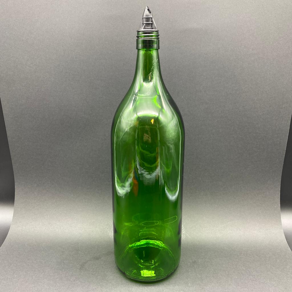 2000 Cc Yeşil Cam Şişe - Plastik Akıtıcılı - 2 Litre Yeşil Cam Şişe - 2 Litre Yağlık Sirkelik Şişesi