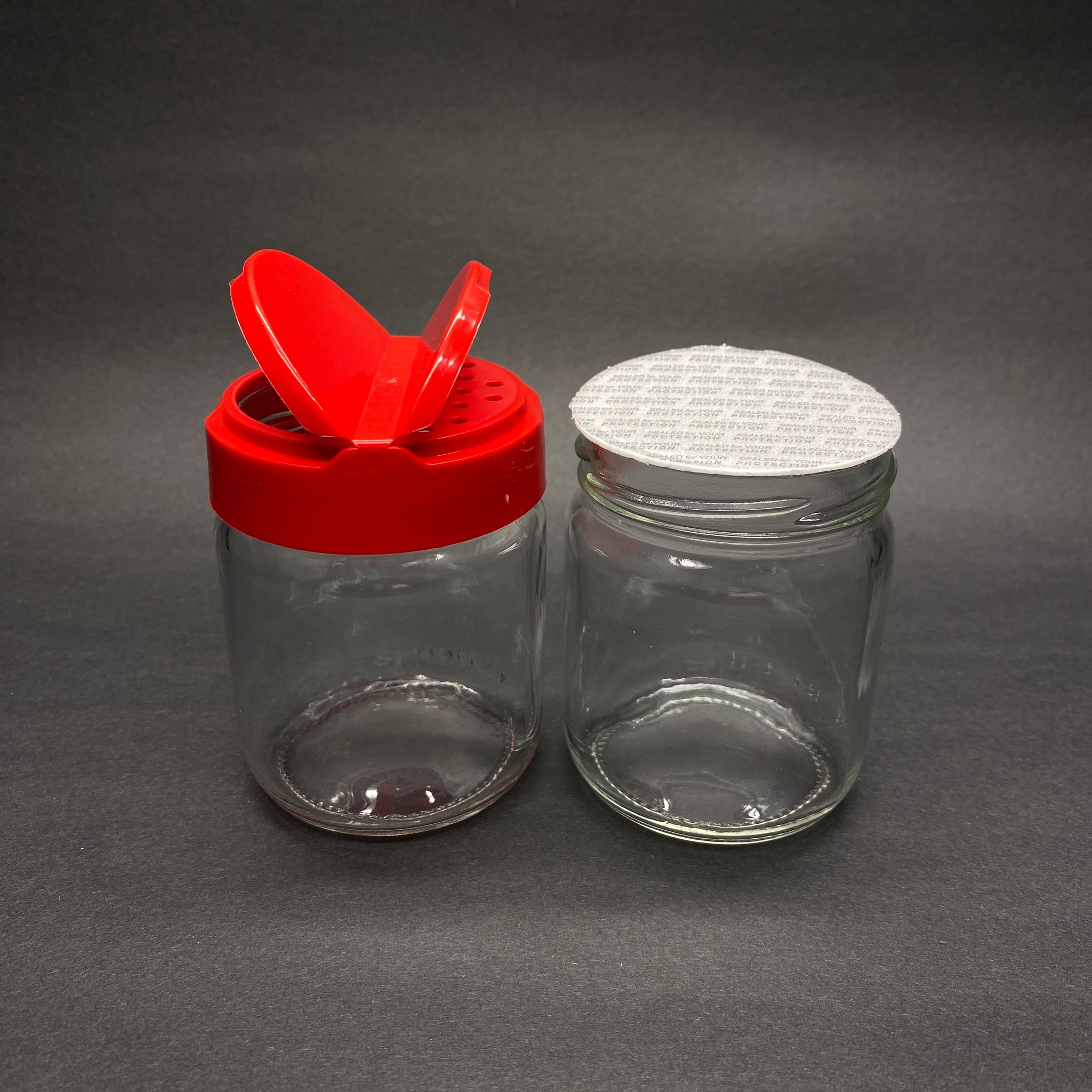 210 Cc Cam Baharat Kavanozu - Kırmızı Fliptop Baharat Kapaklı + Sızdırmaz Kendinden Yapışkanlı Köpük Contalı -  Toz Kavanozu , Baharat Ambalajı , Boş Pudra Şişesi . Tuzluk , Baharat Düzenleyici Set İçin Kavanoz
