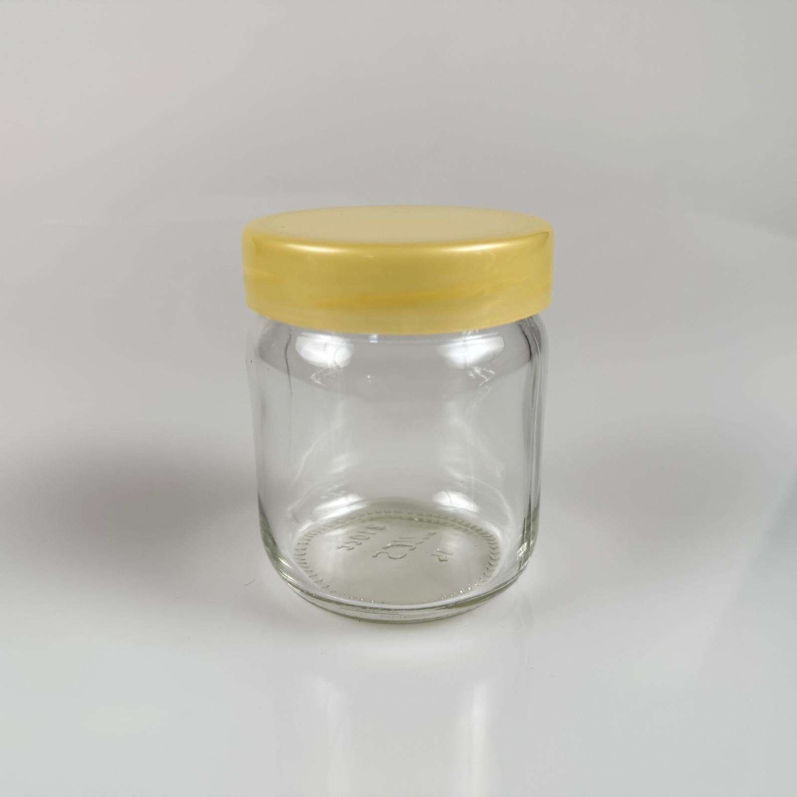 210 Cc Cam Kavanoz + Gold Plastik Kapak - 210 Ml Plastik Kapaklı Cam Kavanoz