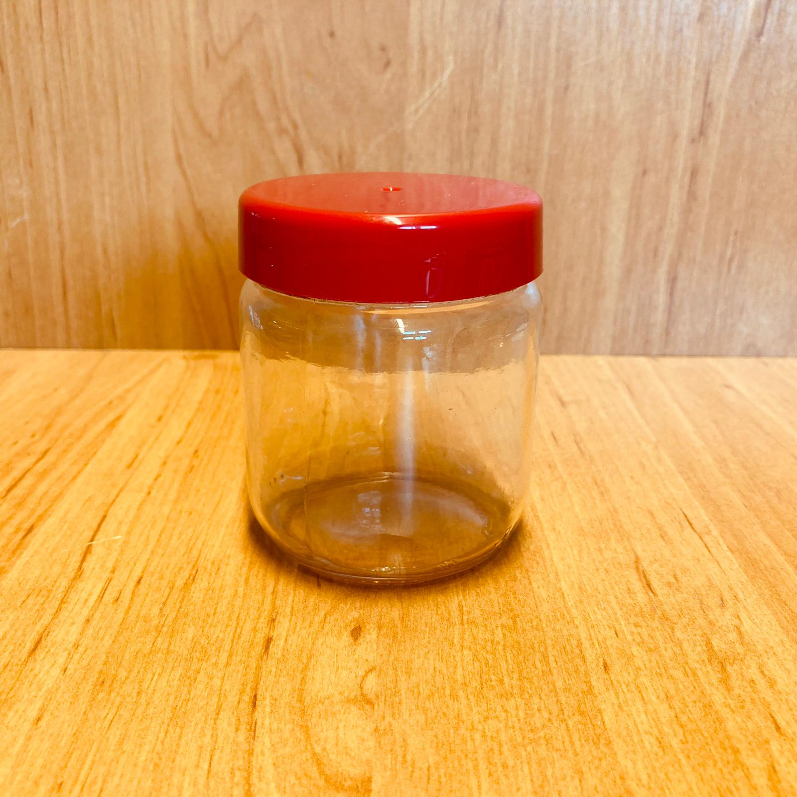210 Cc Cam Kavanoz - Kırmızı Plastik Kapaklı - 210 Ml Cam Kavanoz