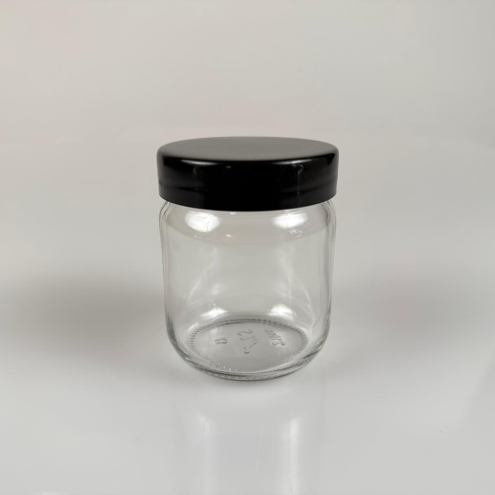 210 Cc Cam Kavanoz + Siyah Plastik Kapak - 210 Ml Plastik Kapaklı Cam Kavanoz