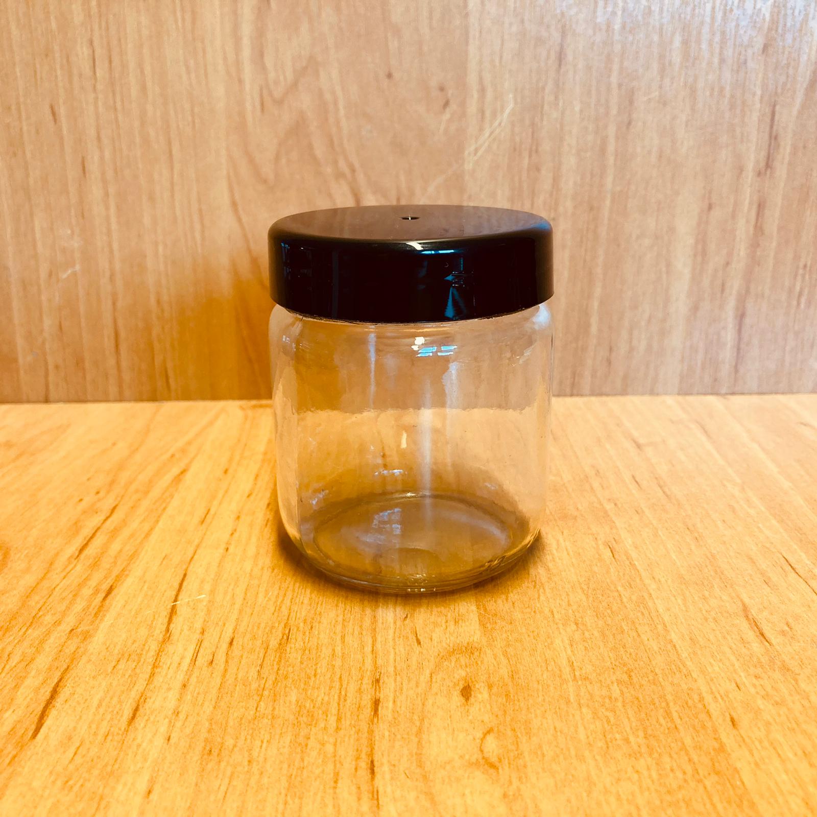 210 Cc Cam Kavanoz - Siyah Plastik Kapaklı - 210 Ml Cam Kavanoz