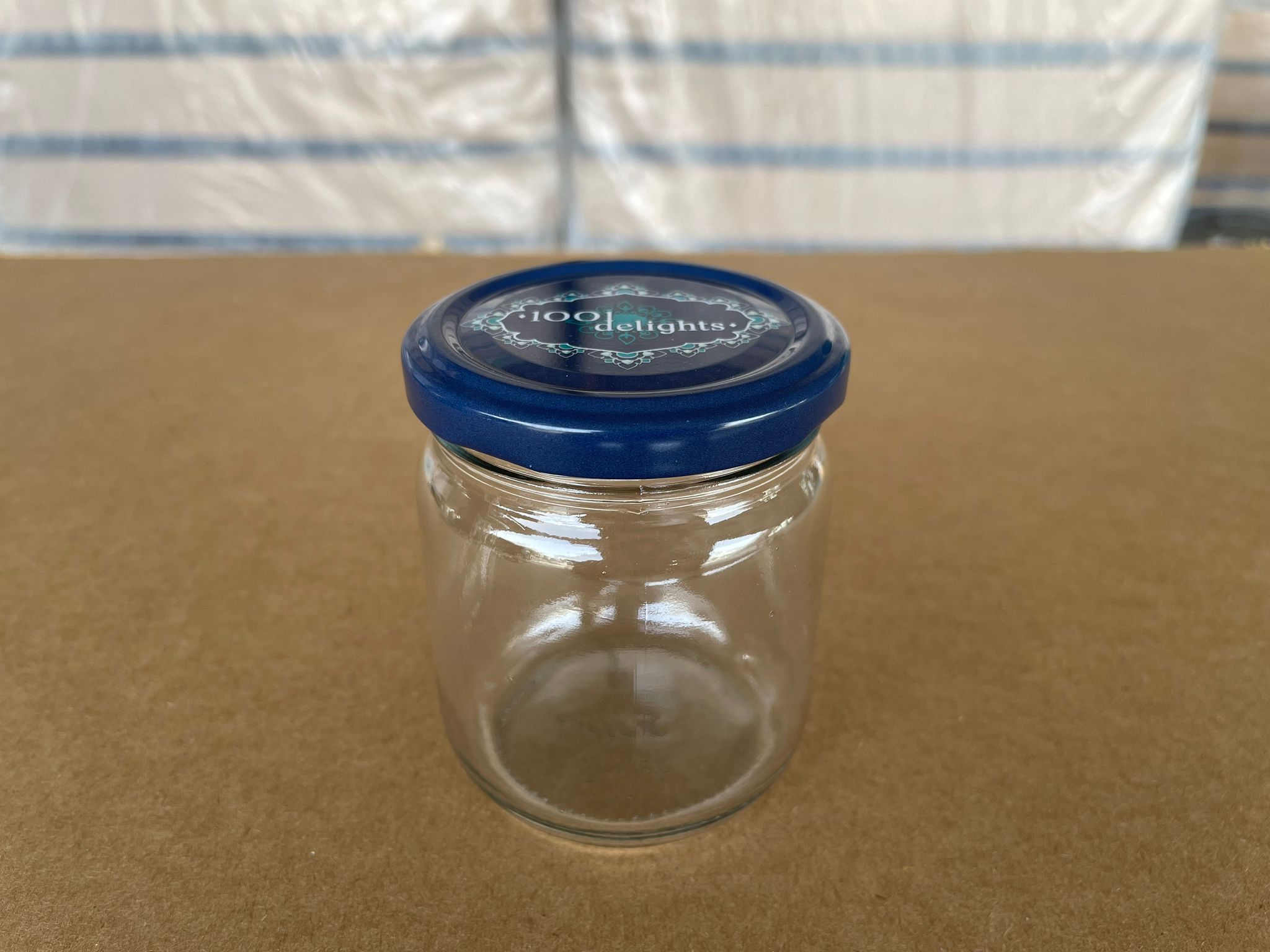 210 Cc Meze Kavanozu - Morcivert (1001 Delights Yazılı) Metal Kapaklı - 210 Ml Cam Meze Ve Sos Kavanozları